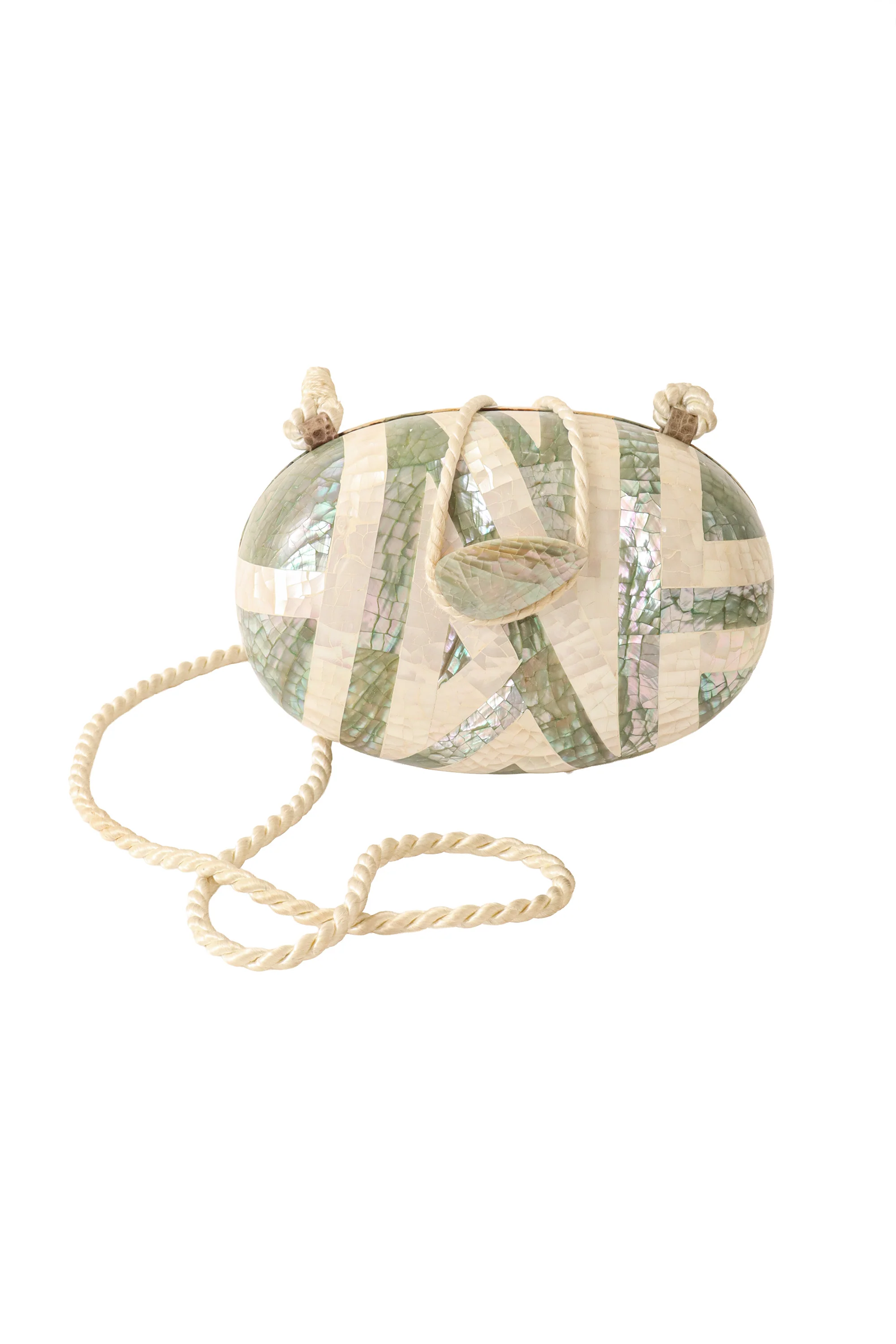 Striped Shell Inlay Minaudière Bag