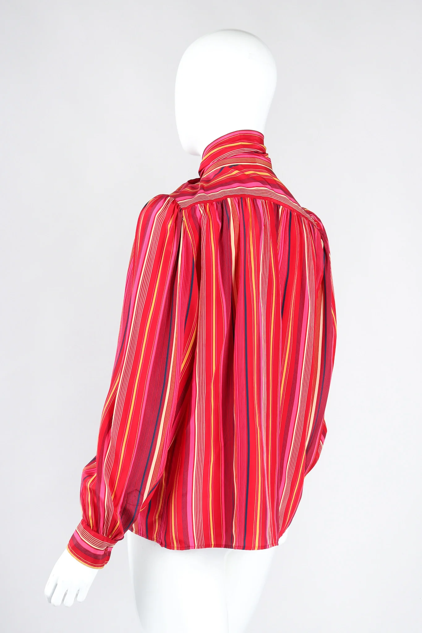 Striped Silk Bow Blouse - Image 6