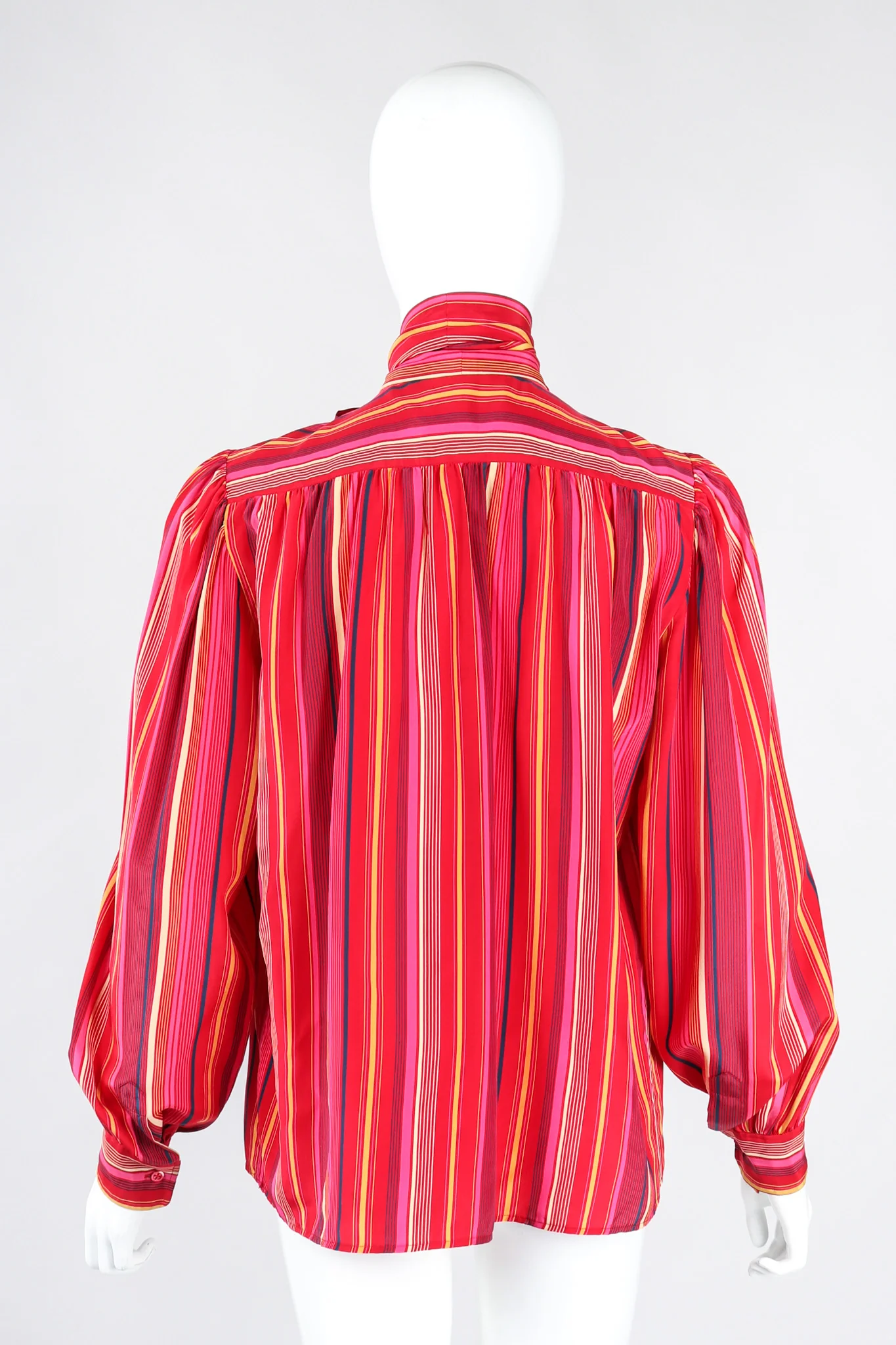 Striped Silk Bow Blouse - Image 7
