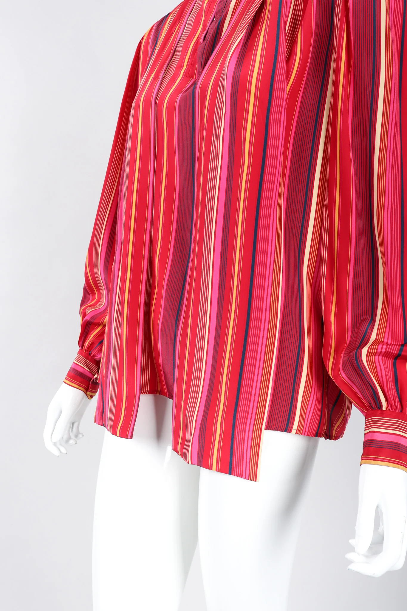 Striped Silk Bow Blouse - Image 9