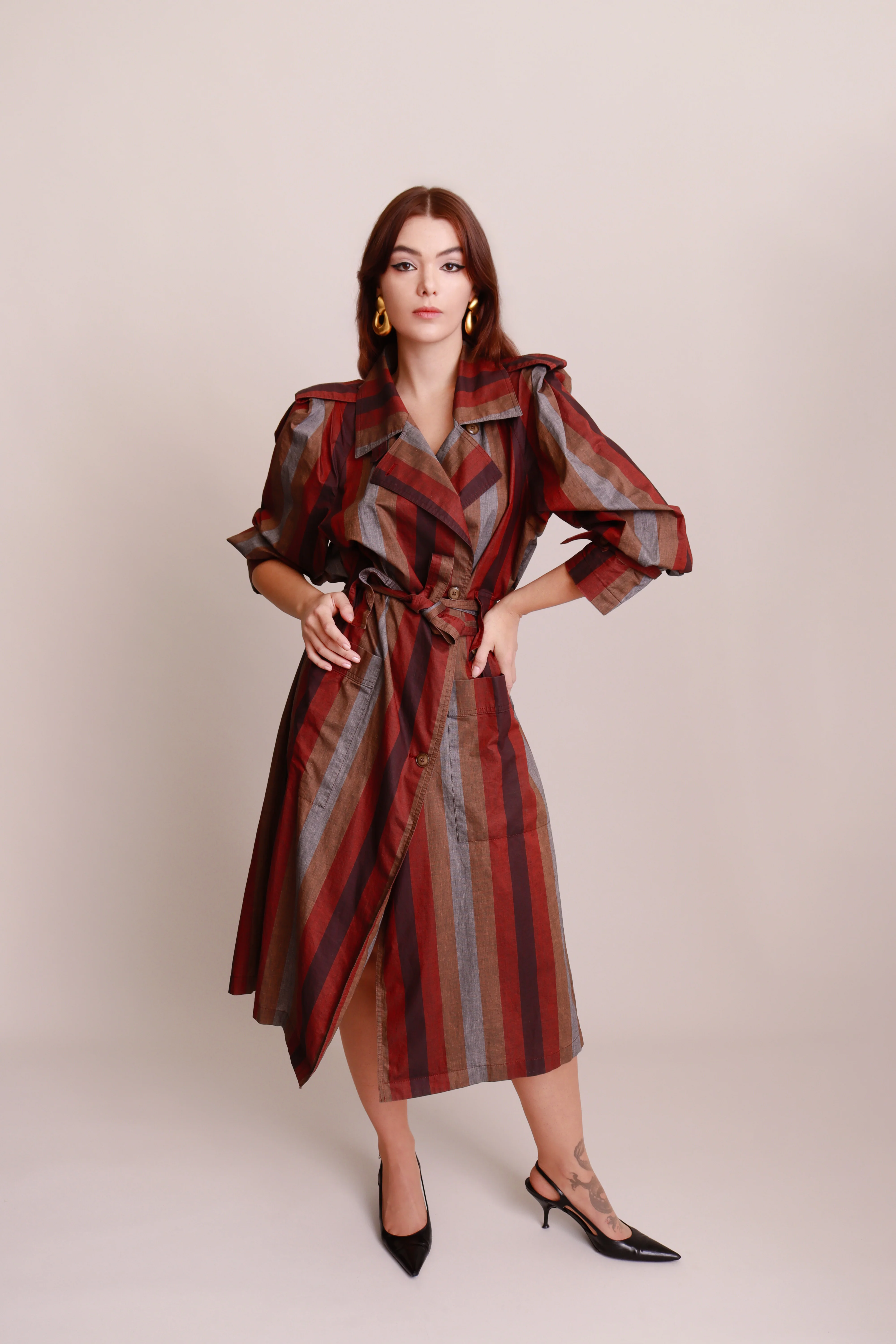 Striped Trench Coat - Image 2