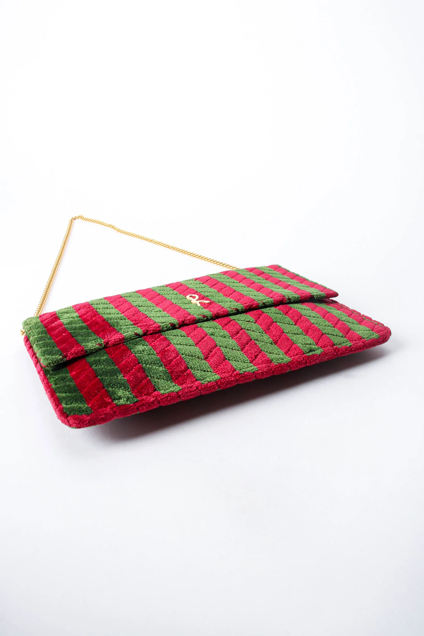 Striped Velvet Flap Clutch - Image 10