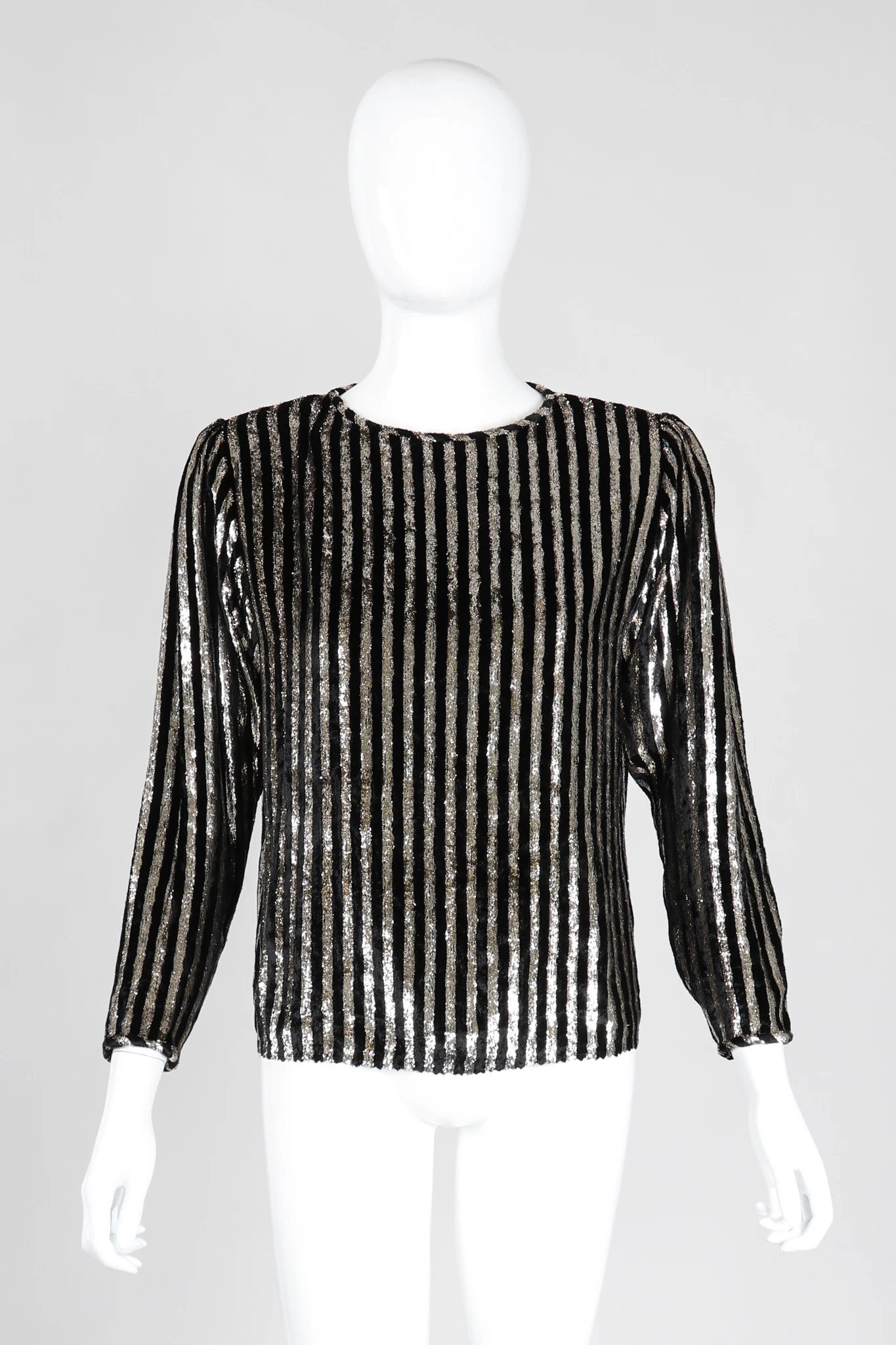 Striped Velvet Lamé Top and Skirt Set - Image 10