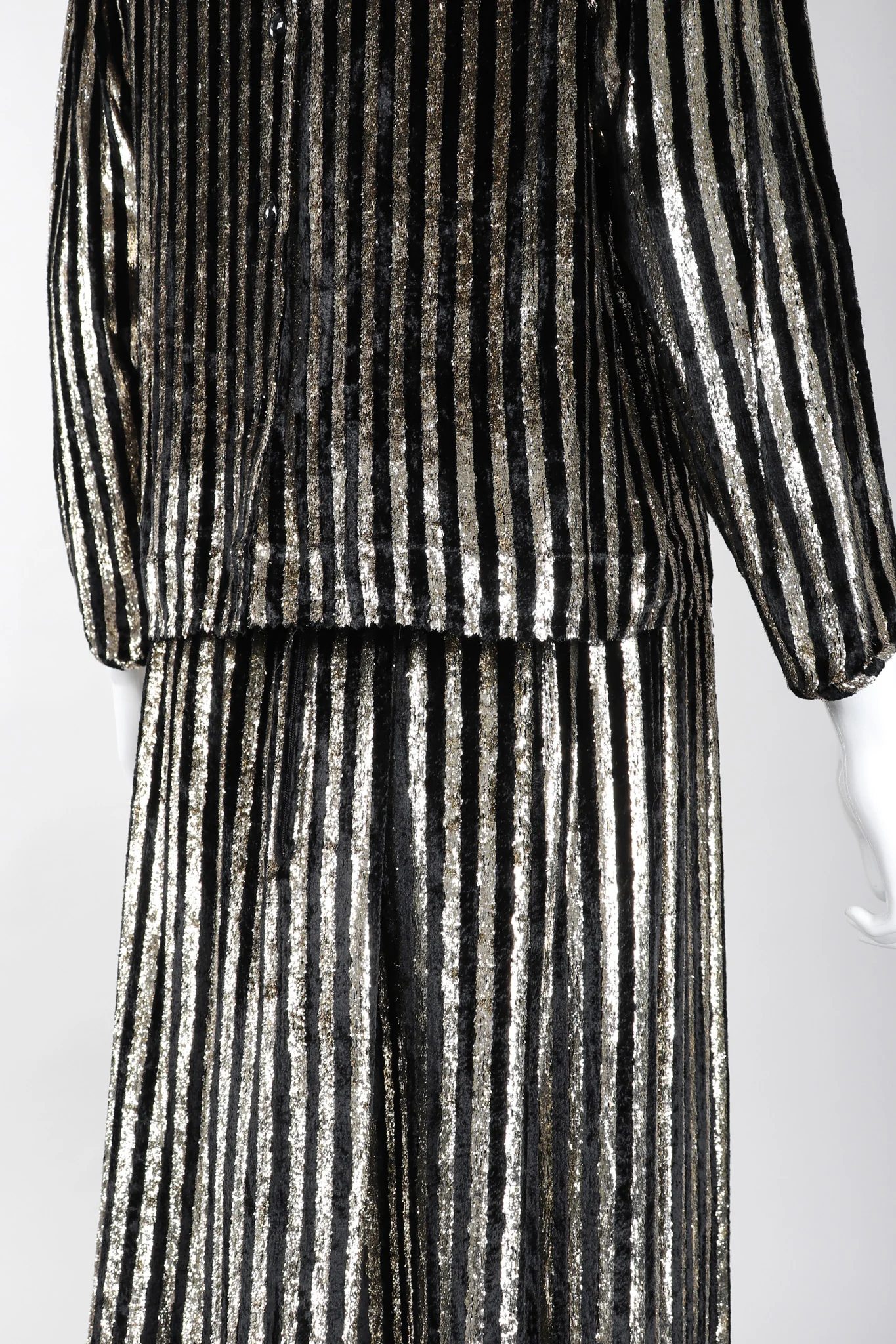 Striped Velvet Lamé Top and Skirt Set - Image 8
