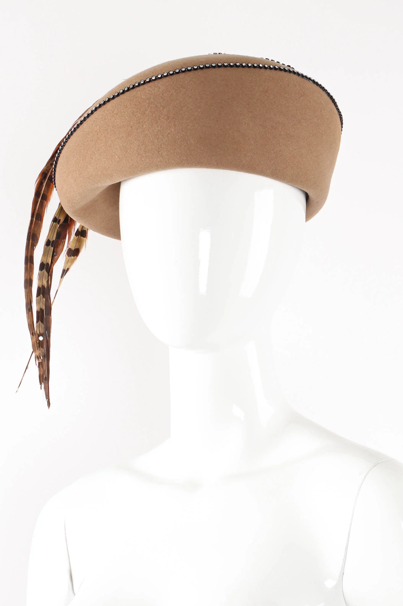 Structured Feather-Draped Beret - Image 4