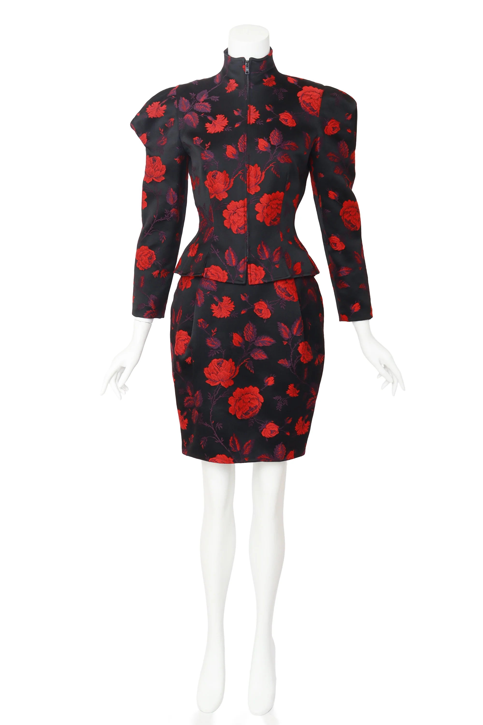 Structured Floral Jacket & Skirt Set