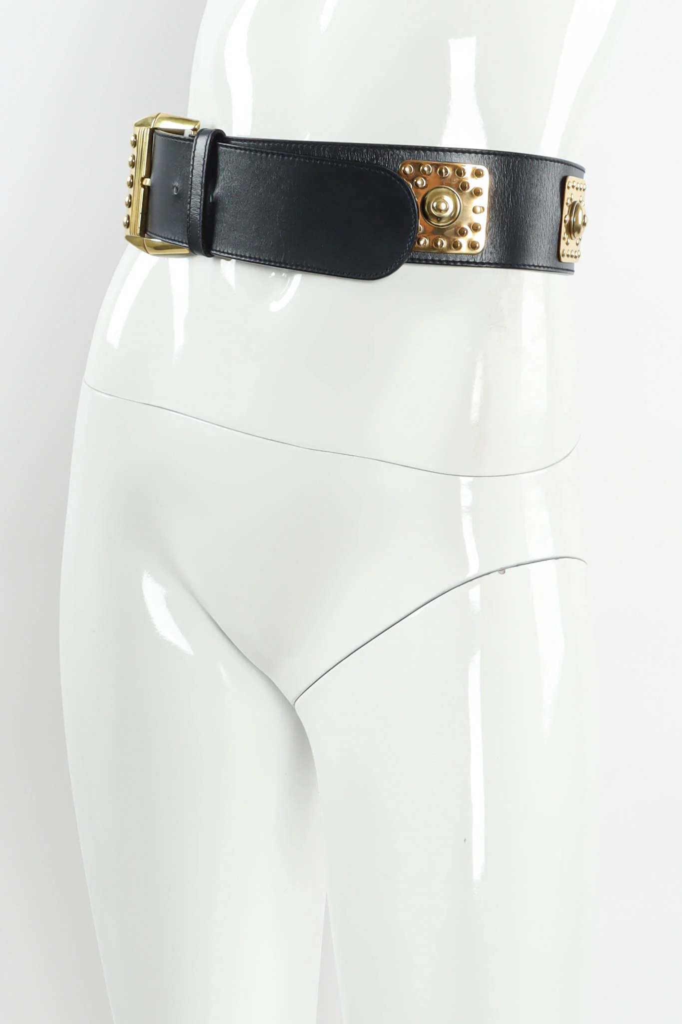 Stud Plate Leather Belt - Image 3