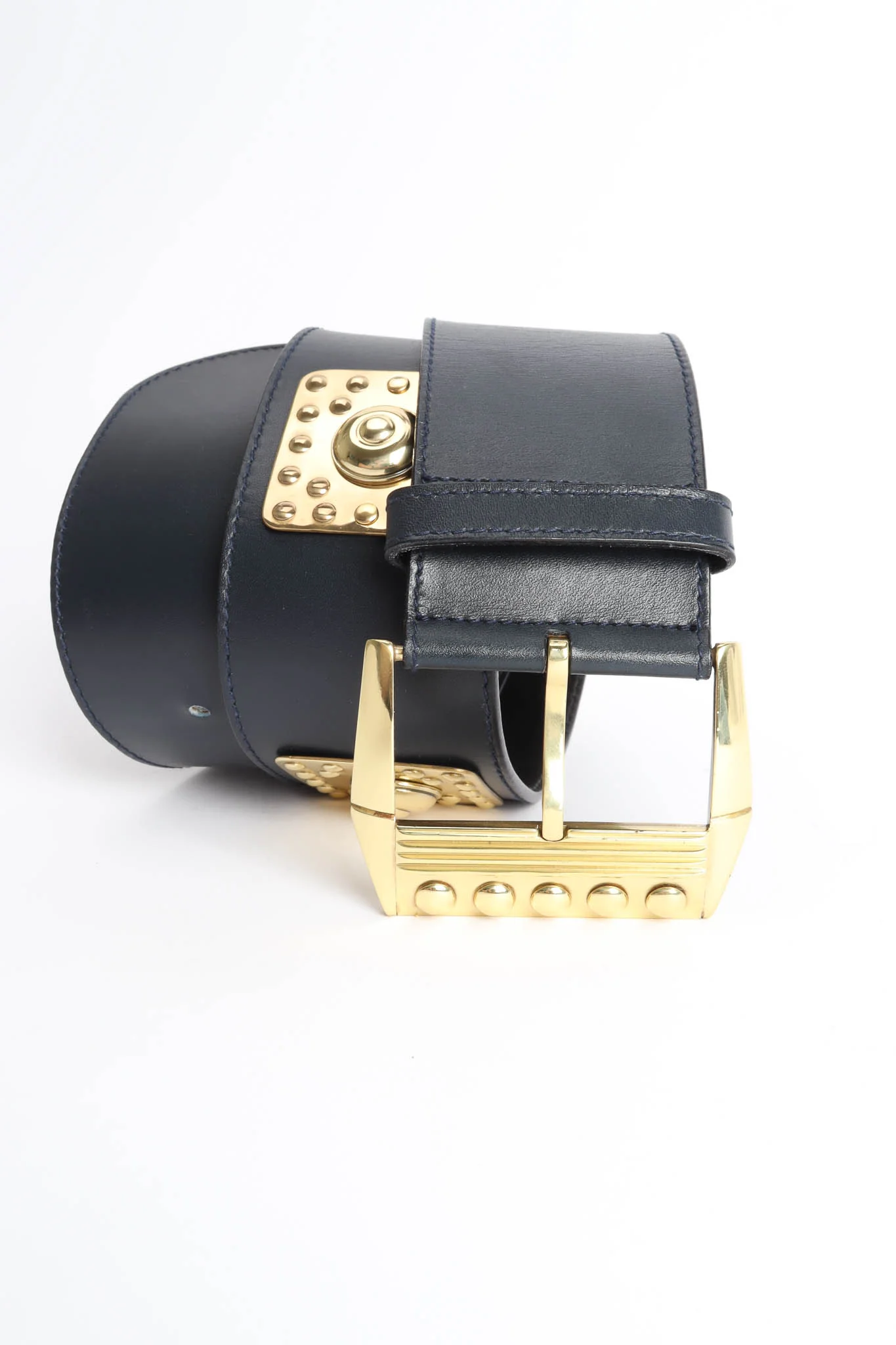 Stud Plate Leather Belt - Image 5