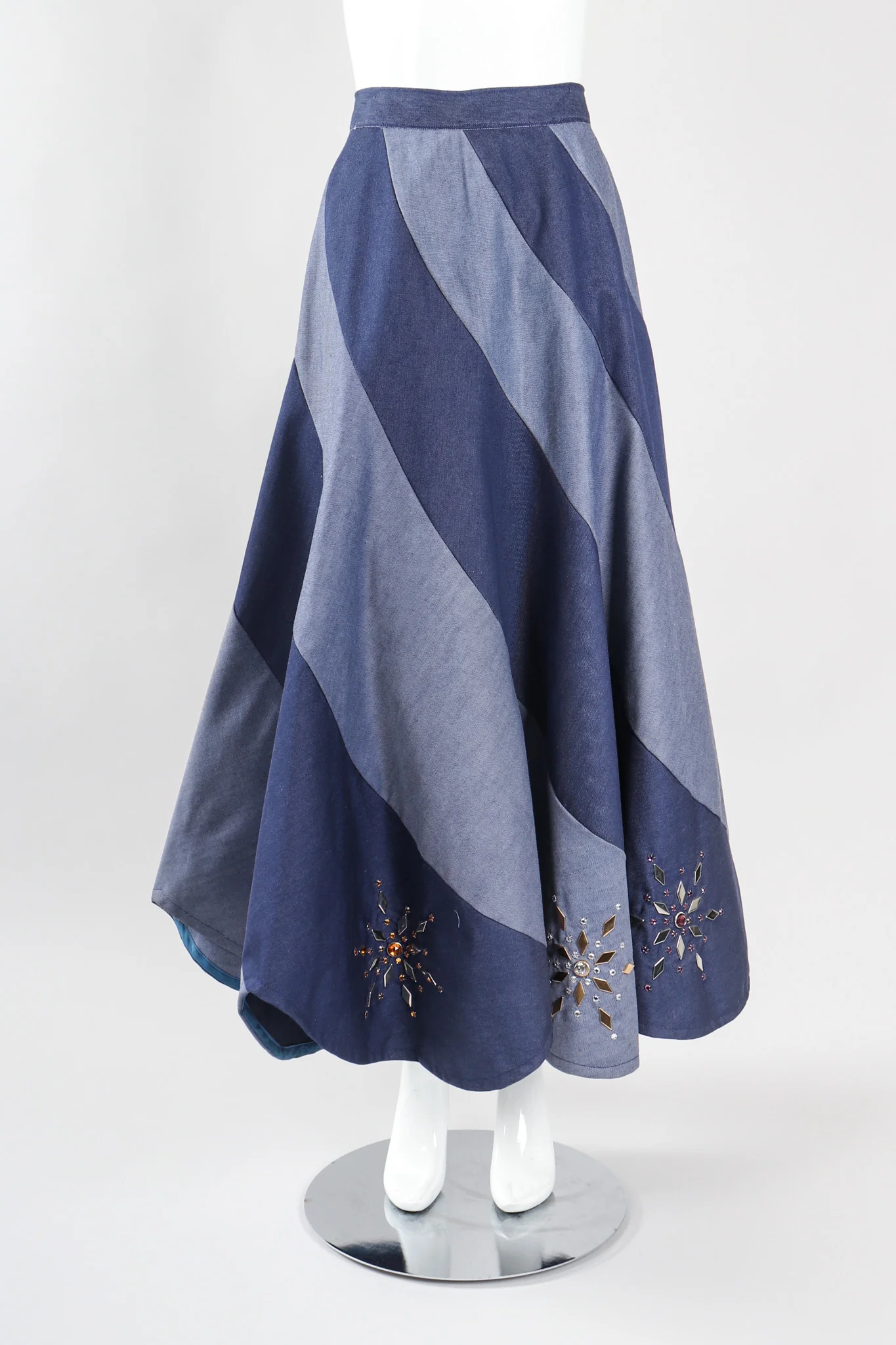 Studded Denim Swirl Skirt - Image 3