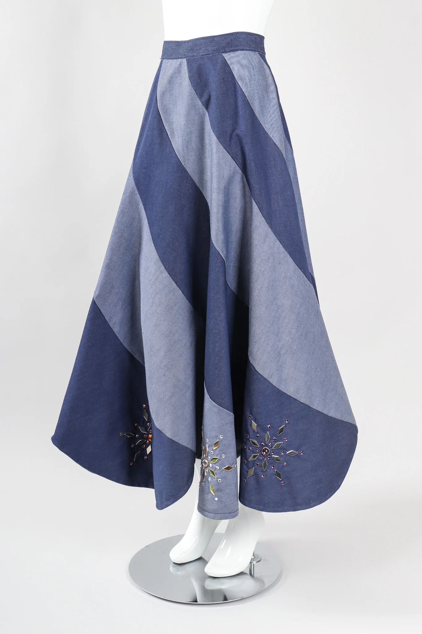 Studded Denim Swirl Skirt - Image 4