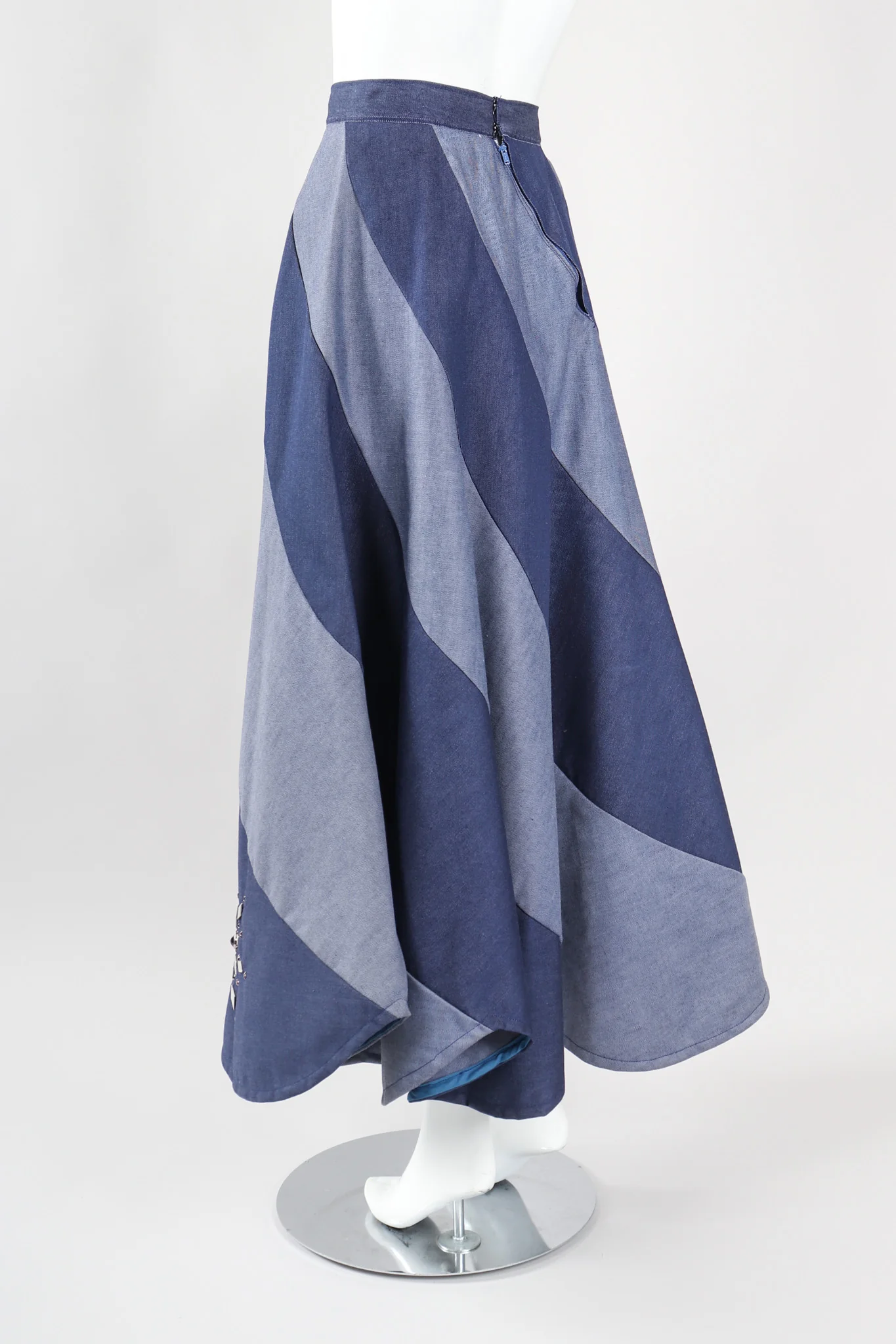 Studded Denim Swirl Skirt - Image 6