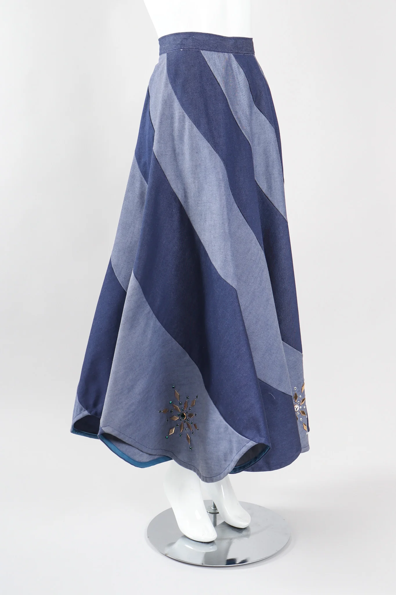 Studded Denim Swirl Skirt - Image 8