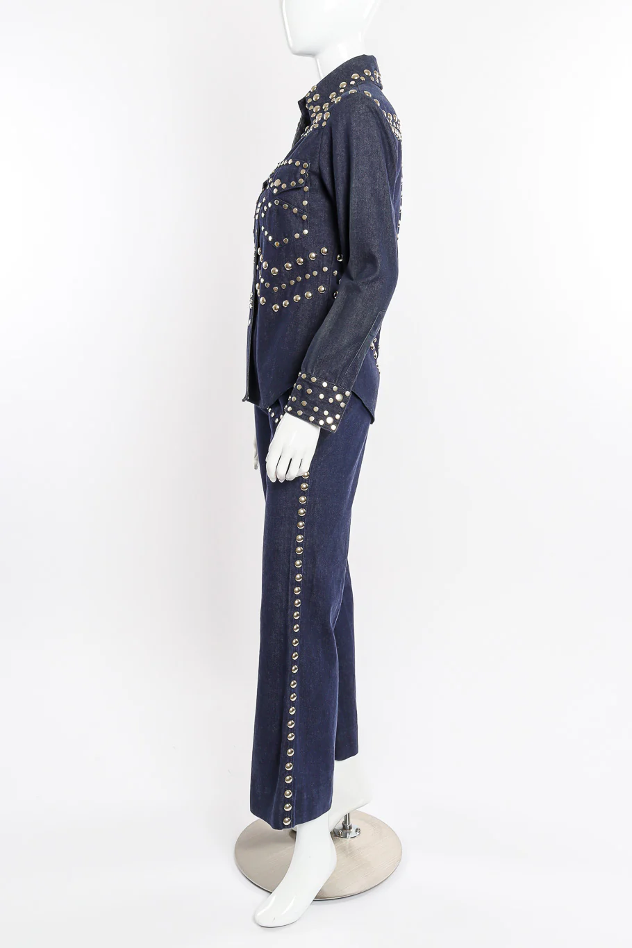 Studded Denim Top and Pant Set - Image 2