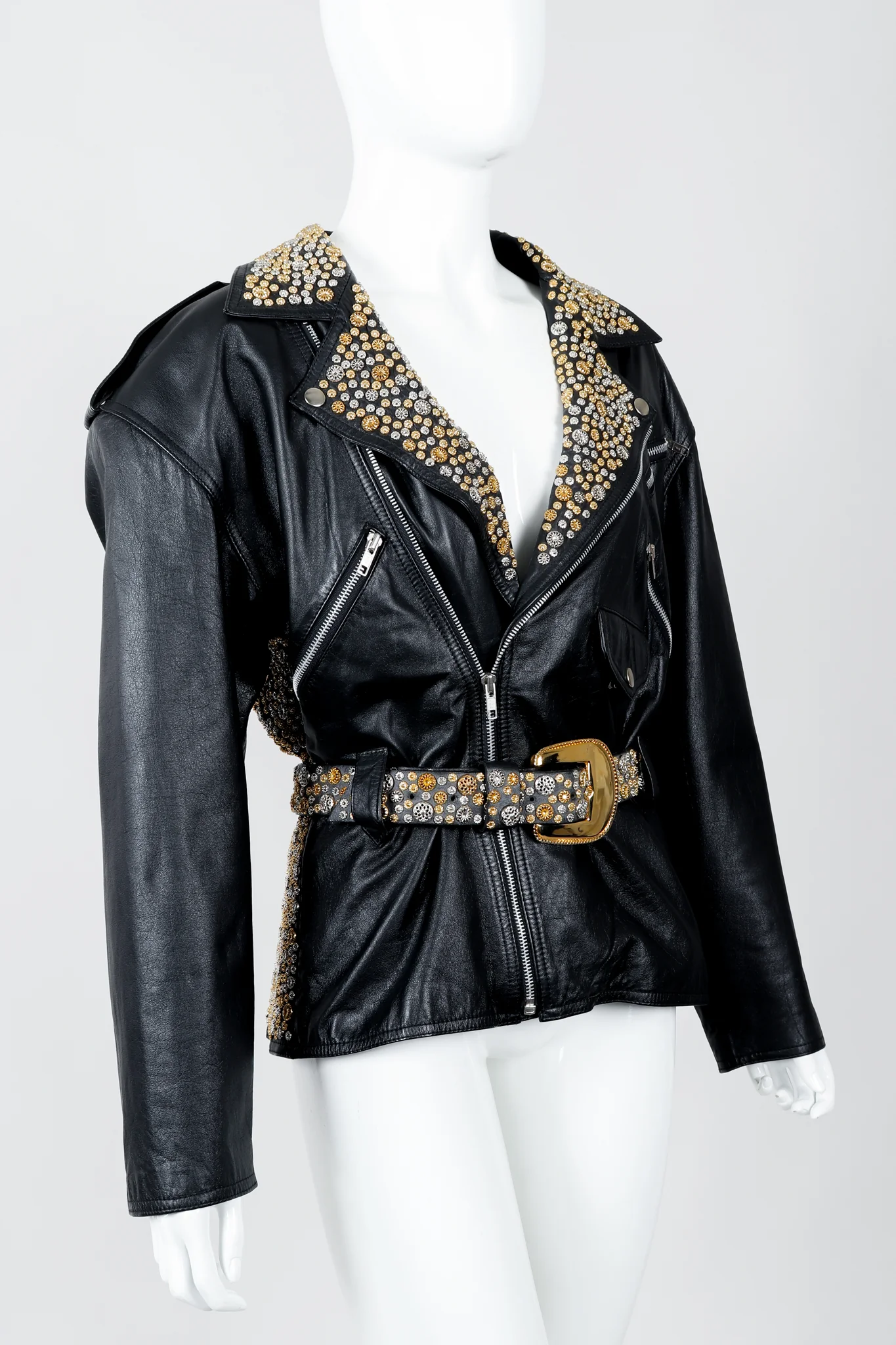 Studded Leather Moto Jacket - Image 3