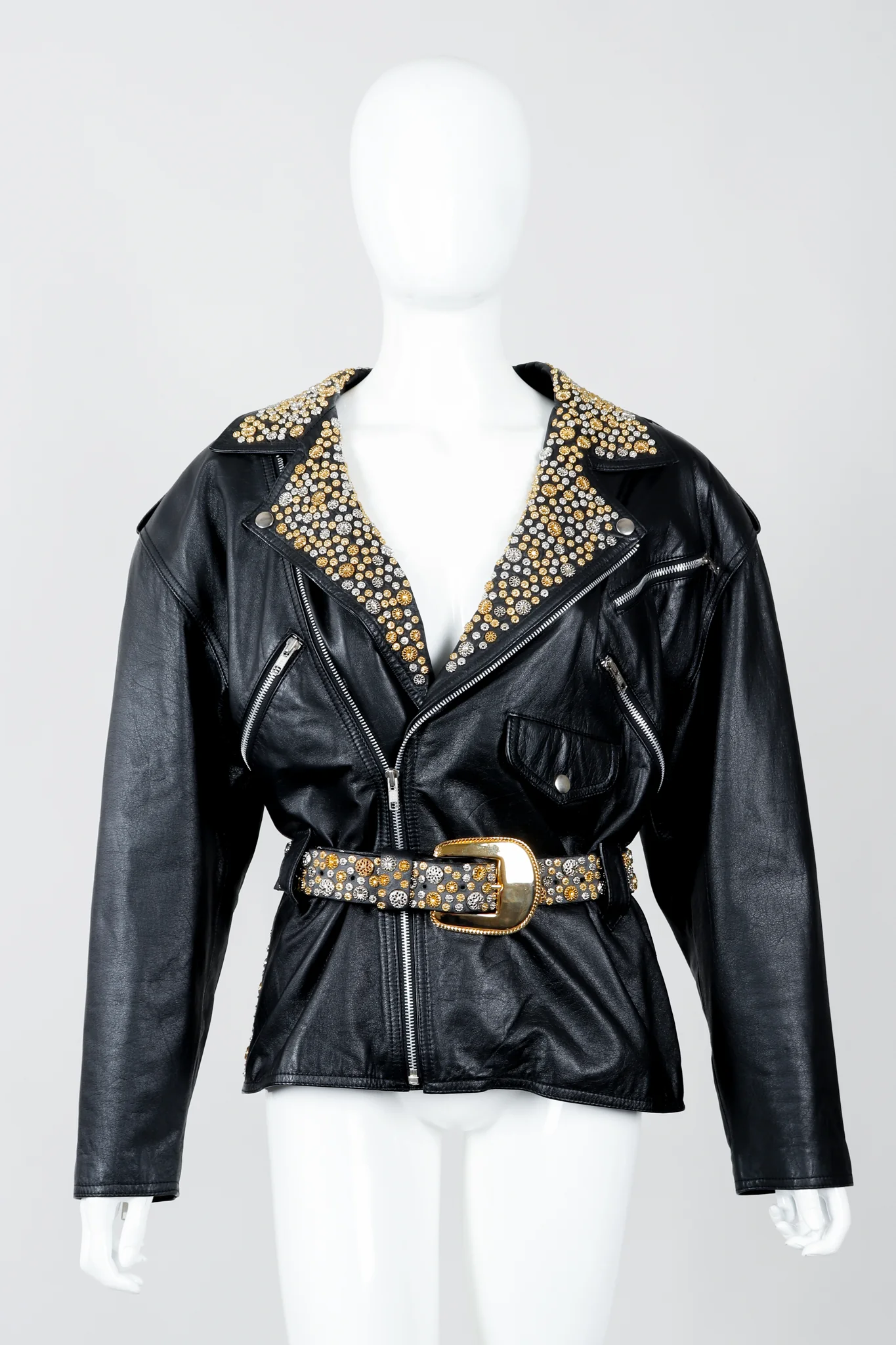 Studded Leather Moto Jacket - Image 4