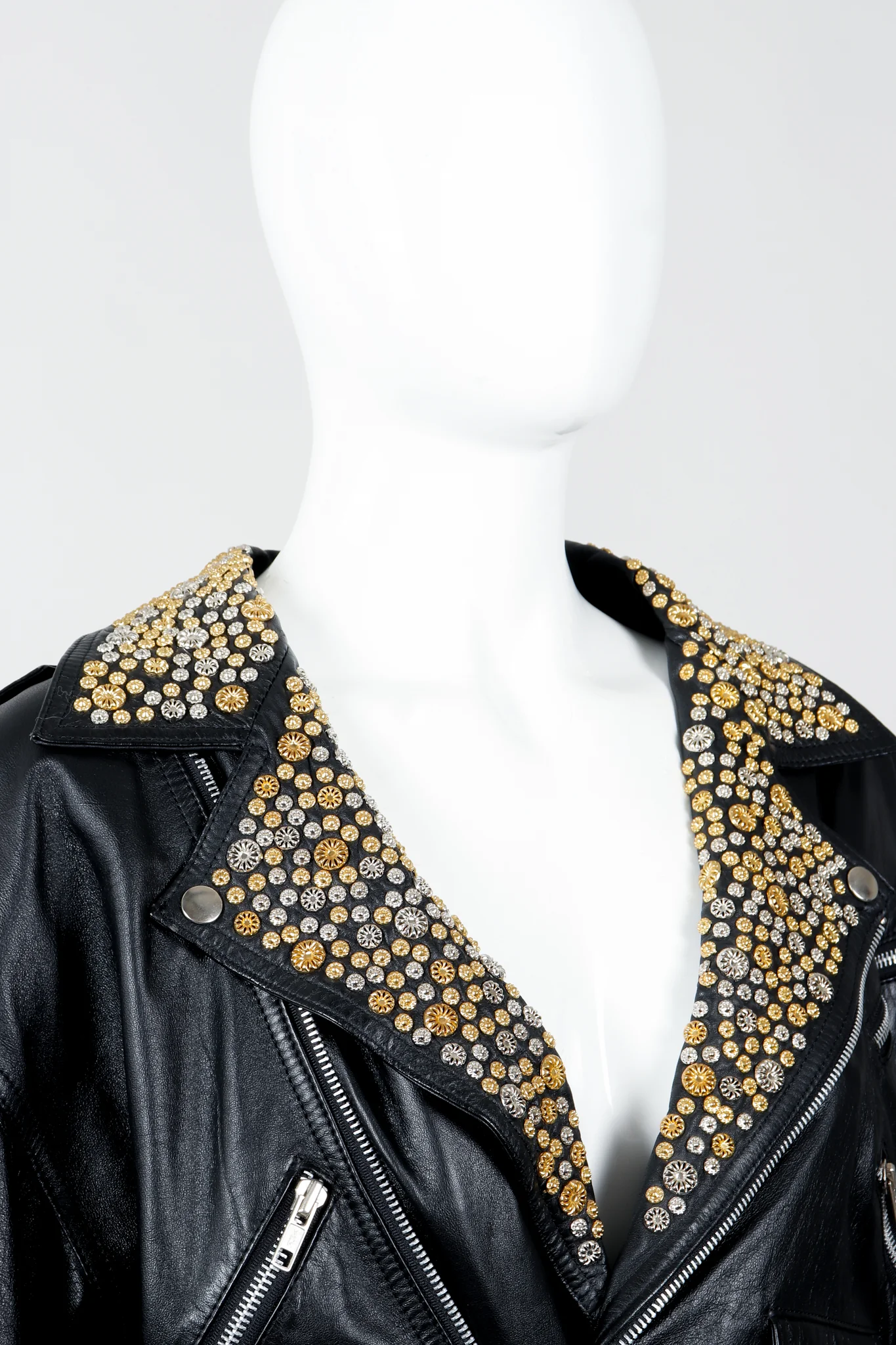 Studded Leather Moto Jacket - Image 7