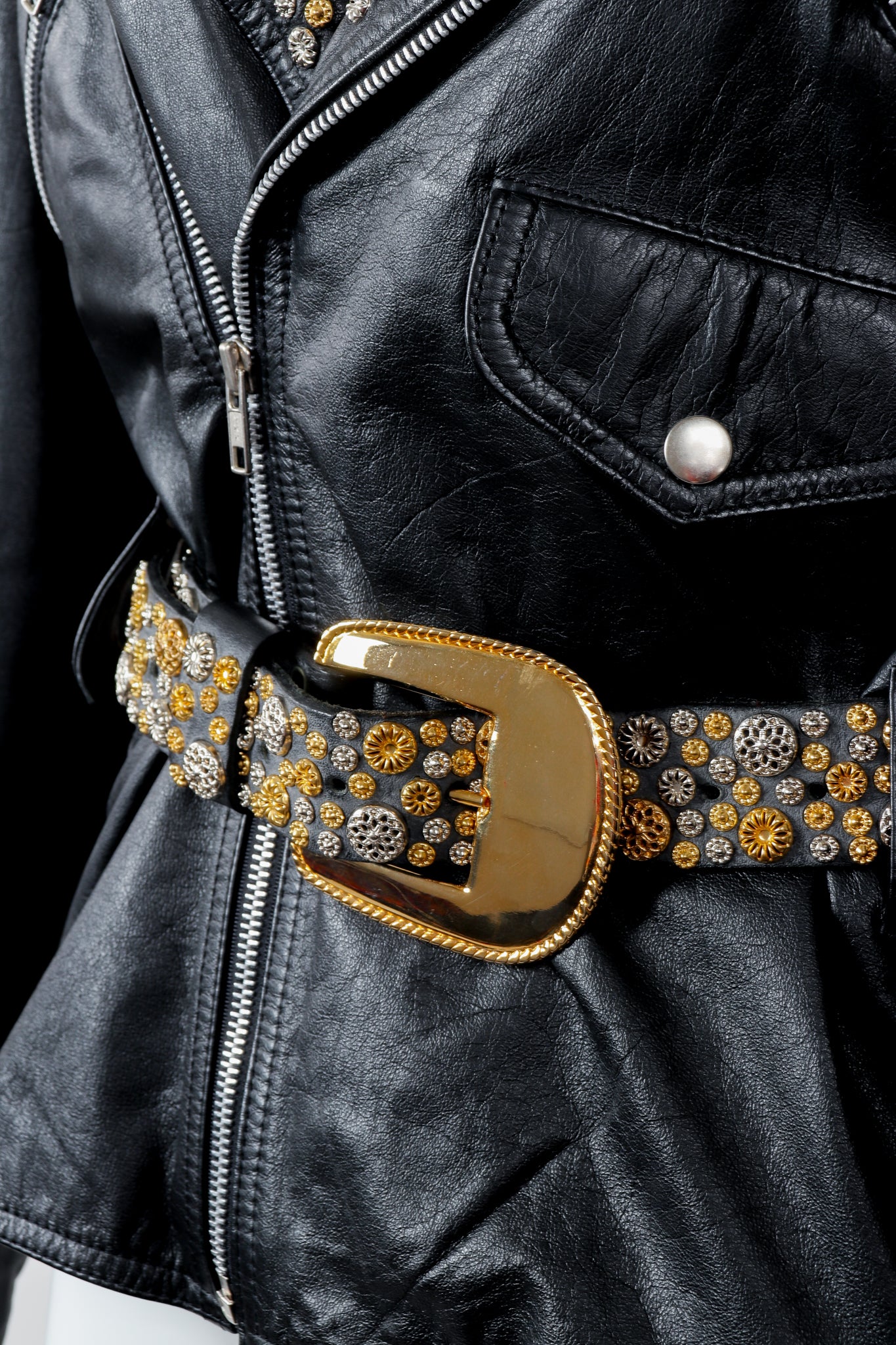 Studded Leather Moto Jacket - Image 9