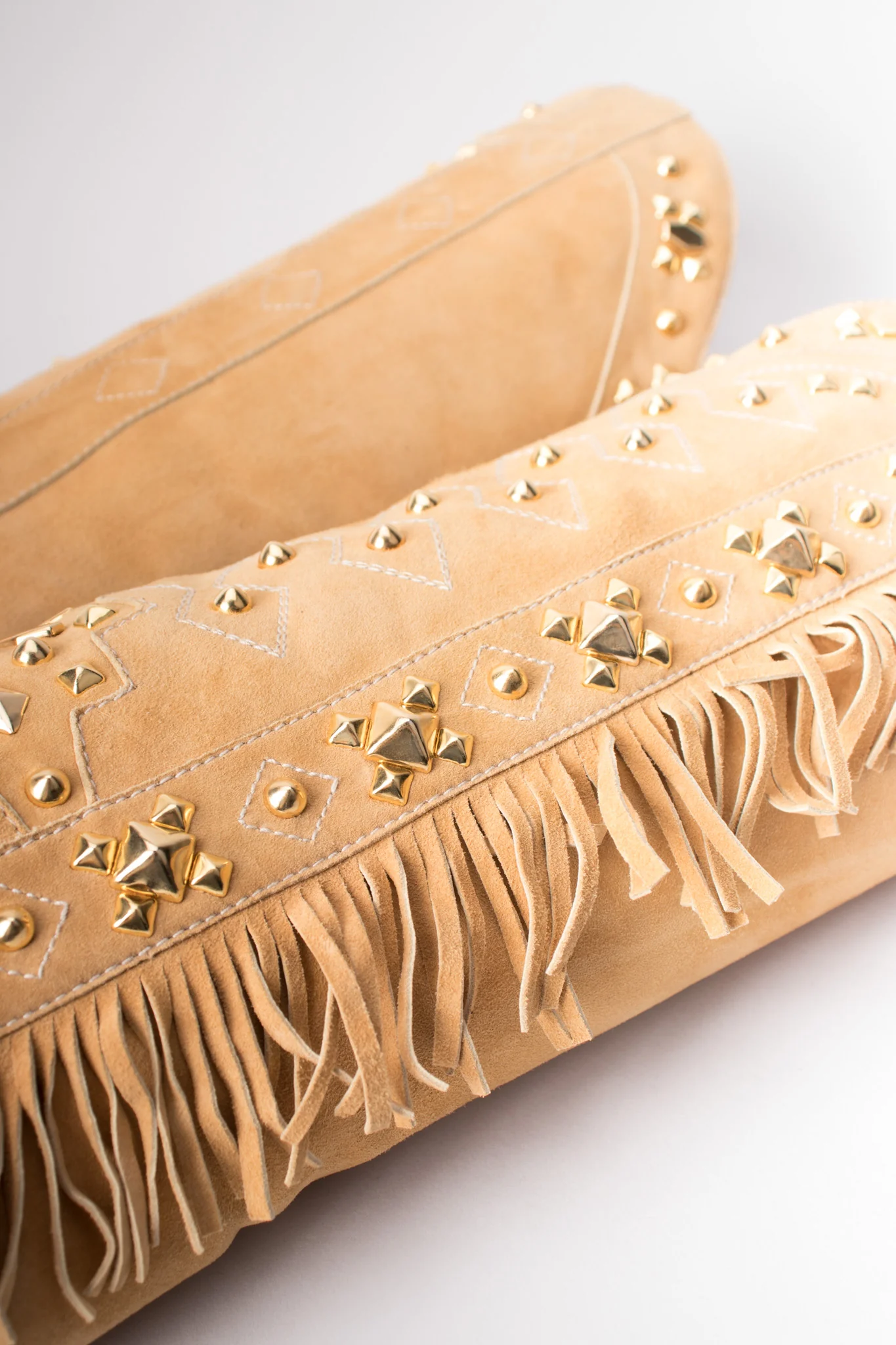 Studded Suede Fringe Boots - Image 11