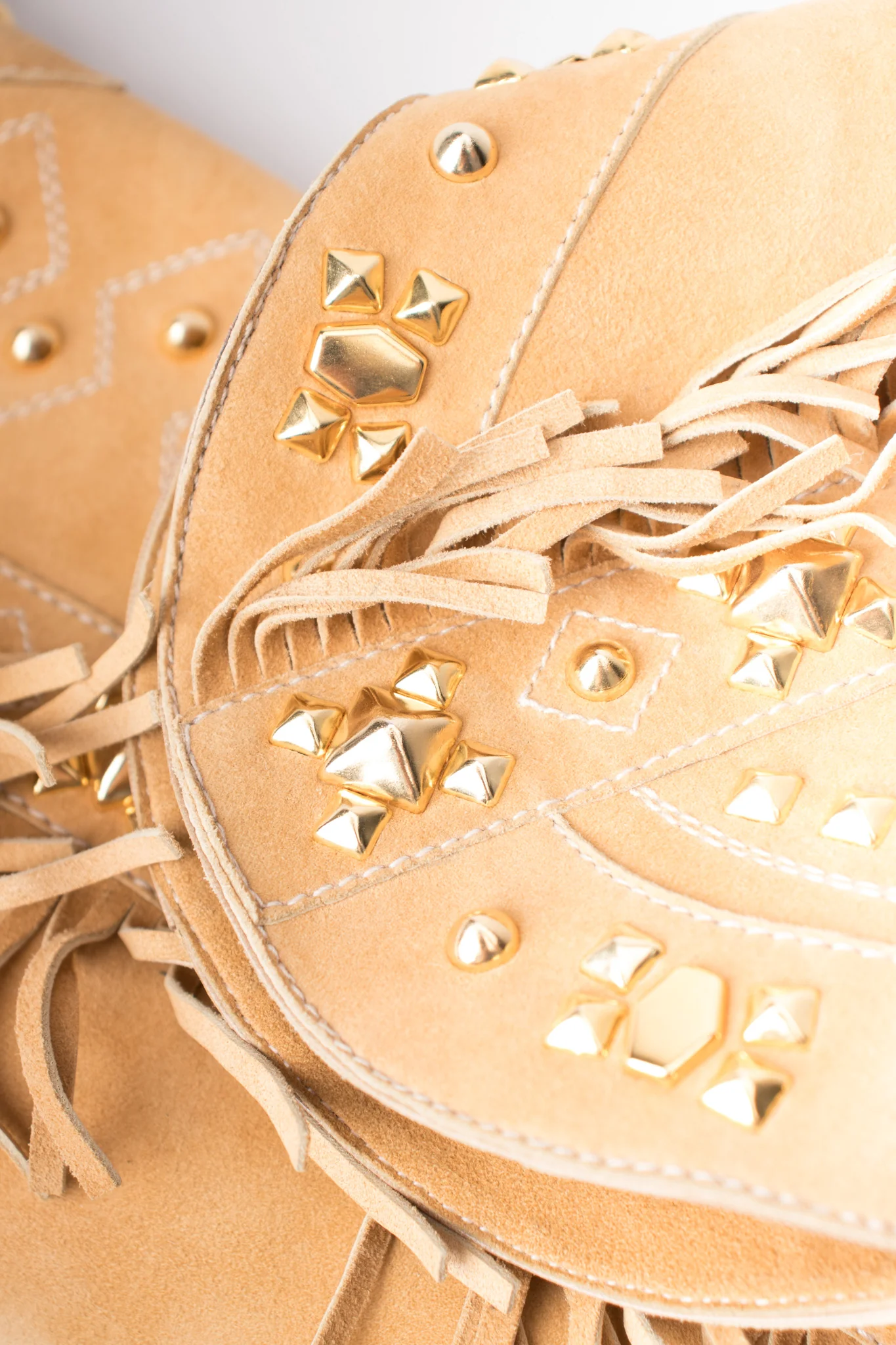 Studded Suede Fringe Boots - Image 13
