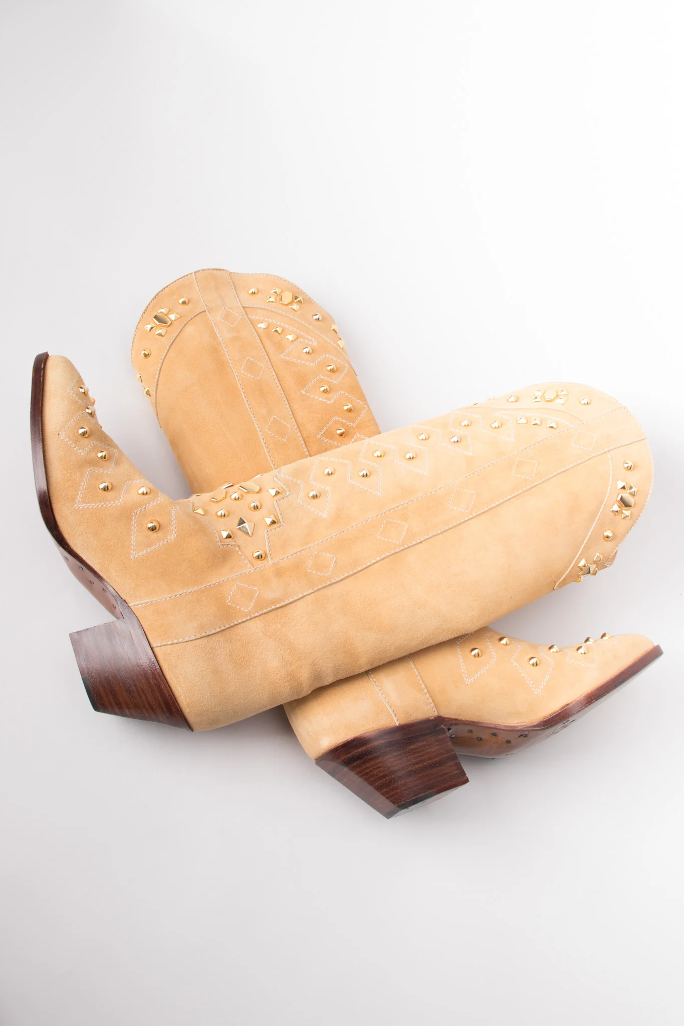 Studded Suede Fringe Boots - Image 15