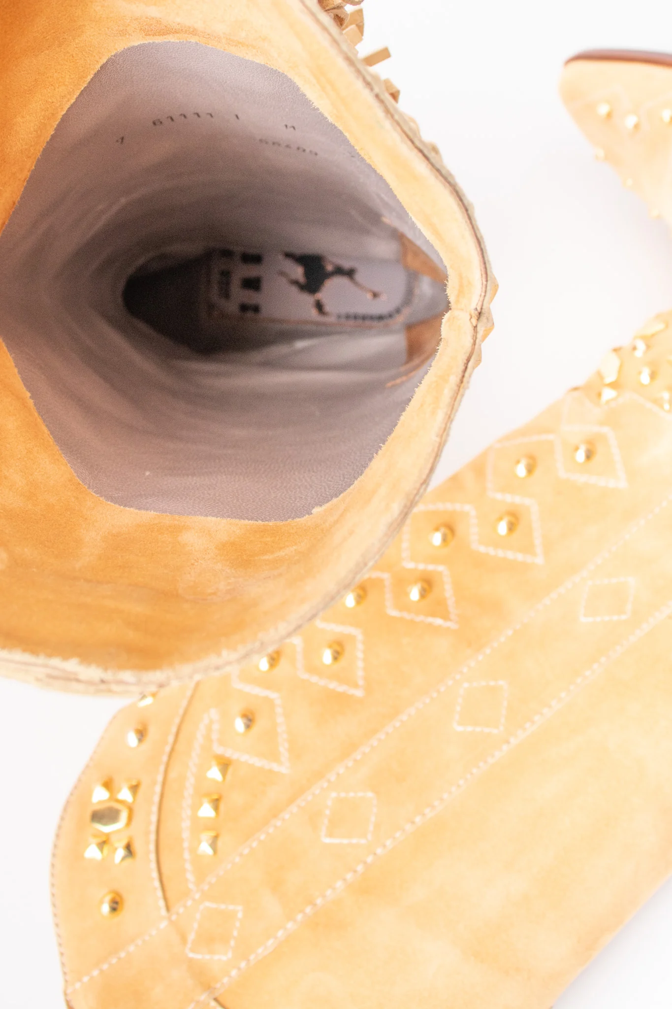 Studded Suede Fringe Boots - Image 17