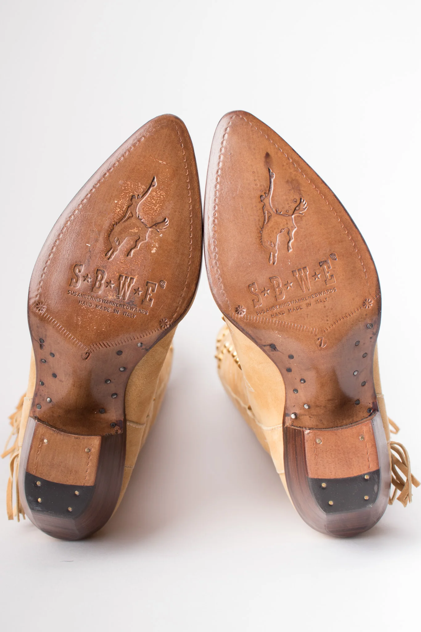 Studded Suede Fringe Boots - Image 20