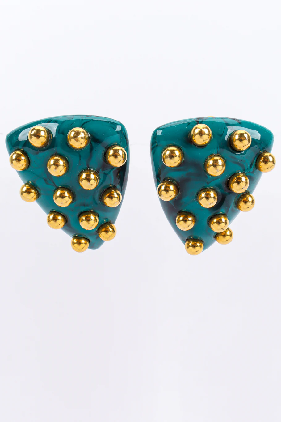 Studded Triangle Plate Earrings - Image 3