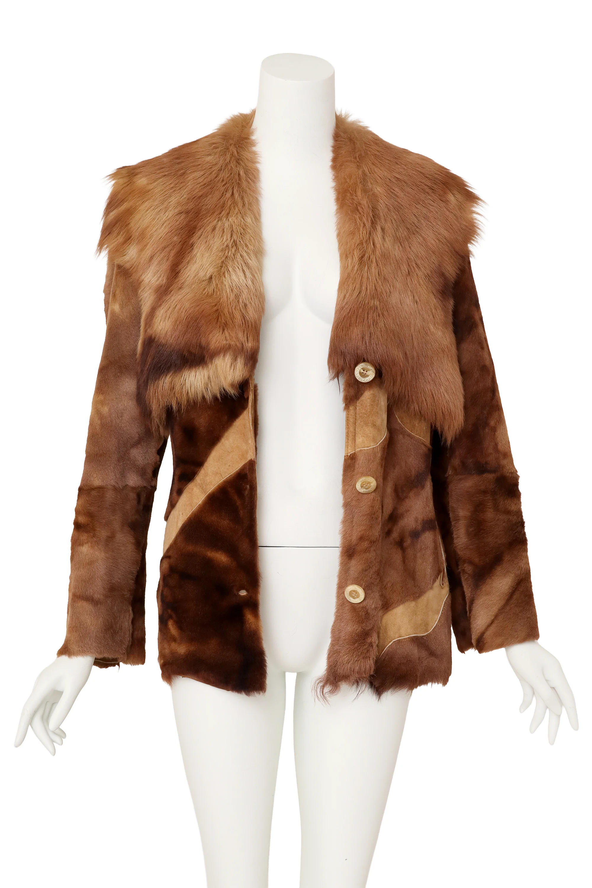 Suede & Fur Abstract Patchwork Jacket