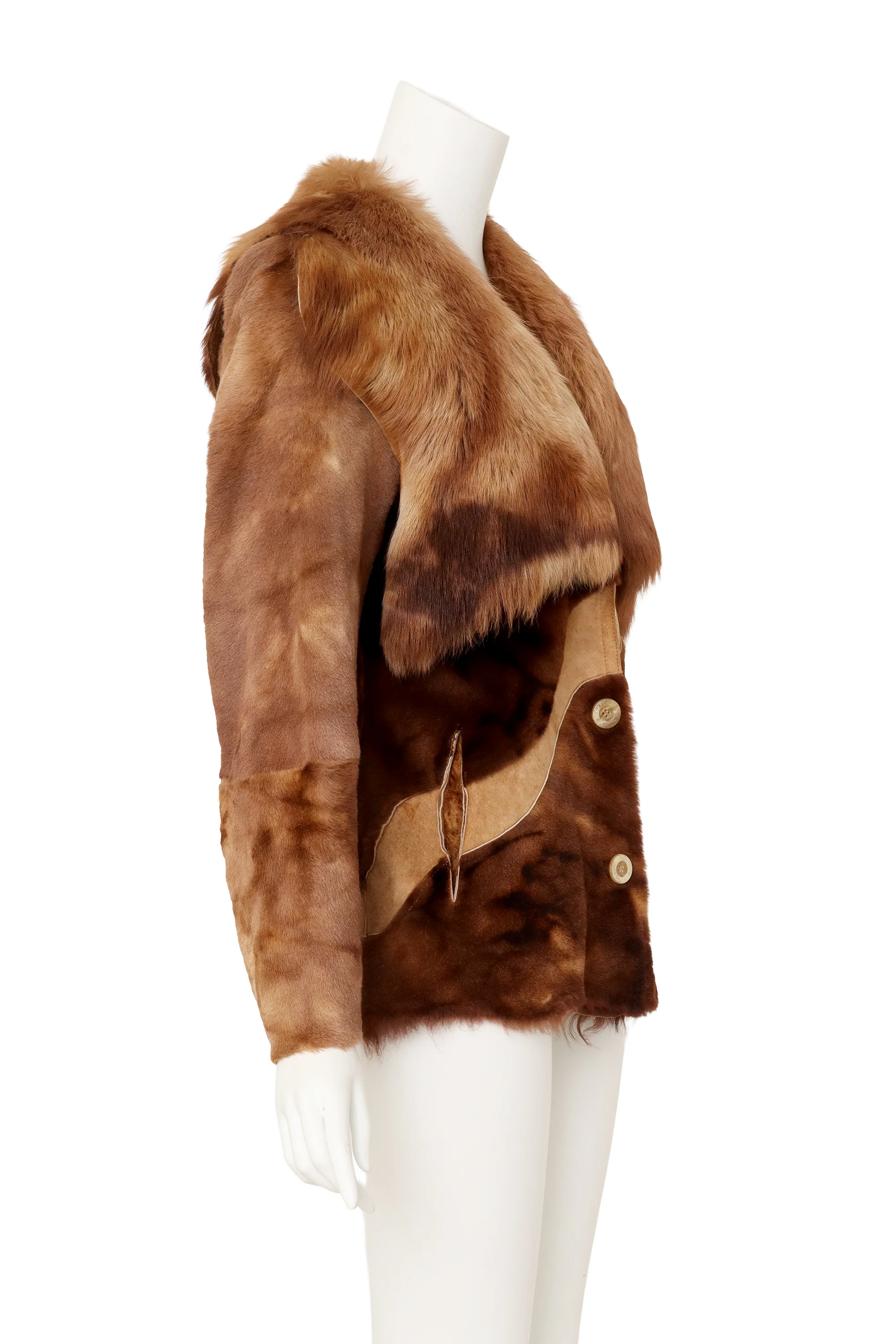 Suede & Fur Abstract Patchwork Jacket - Image 3