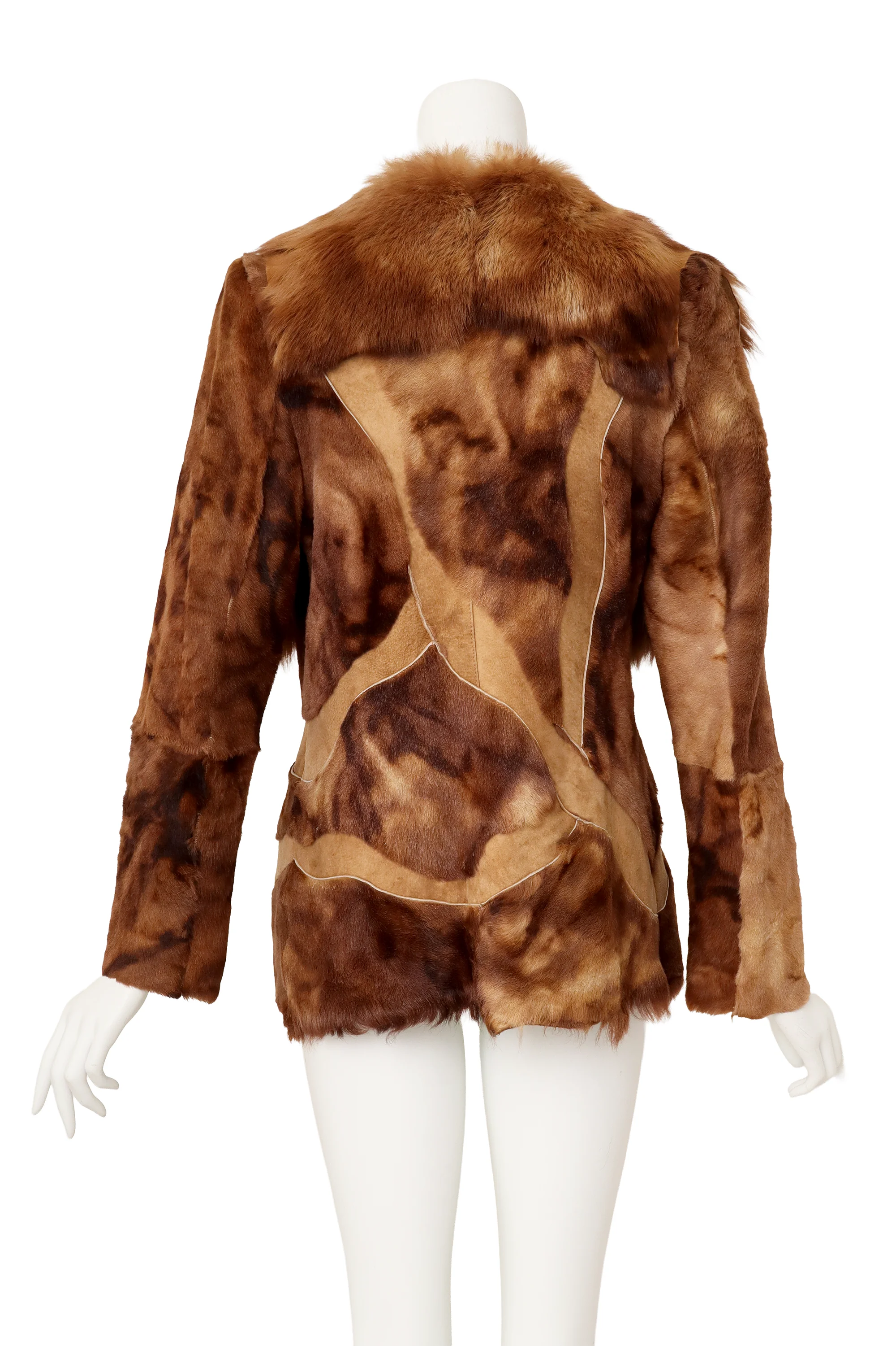 Suede & Fur Abstract Patchwork Jacket - Image 4