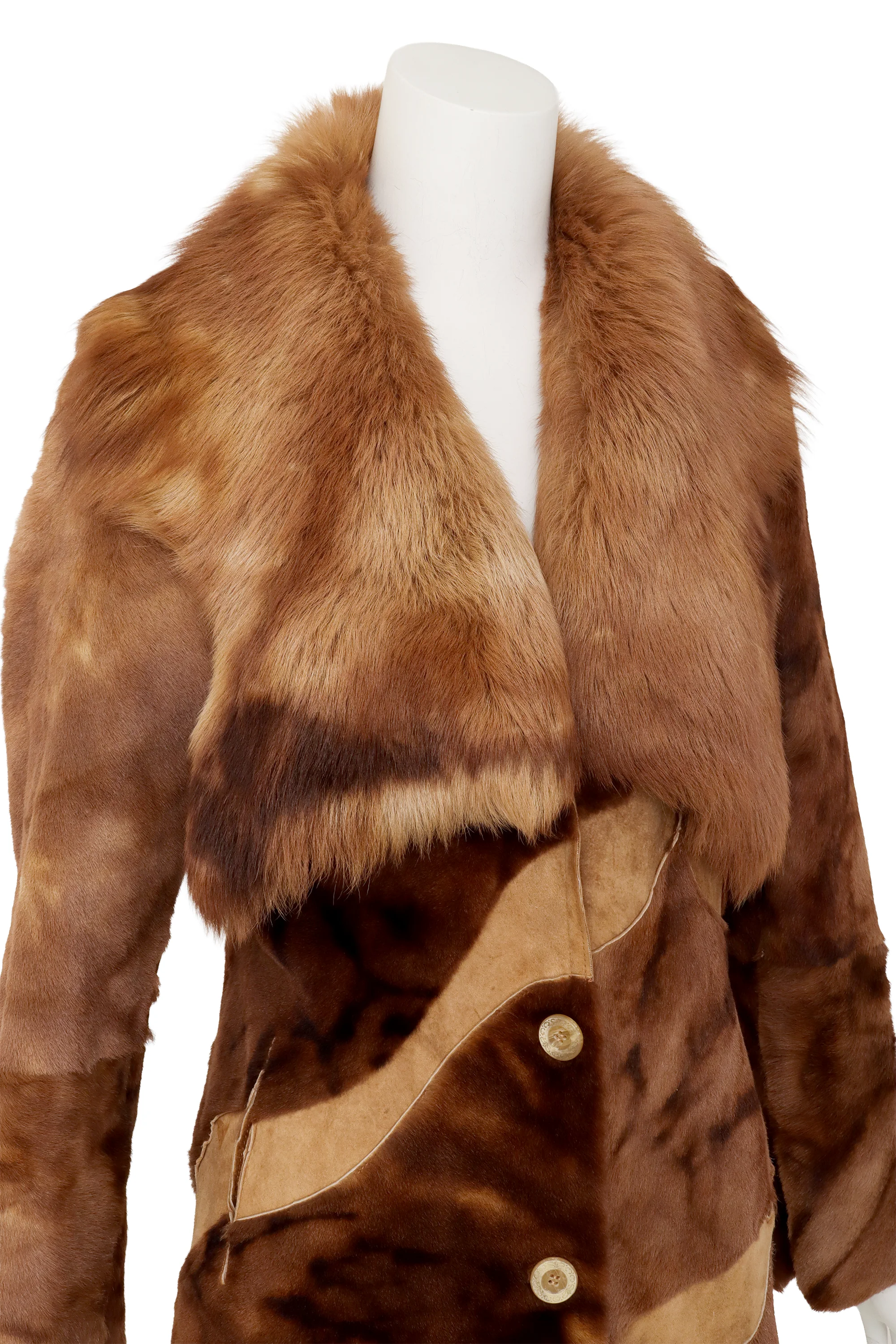 Suede & Fur Abstract Patchwork Jacket - Image 5
