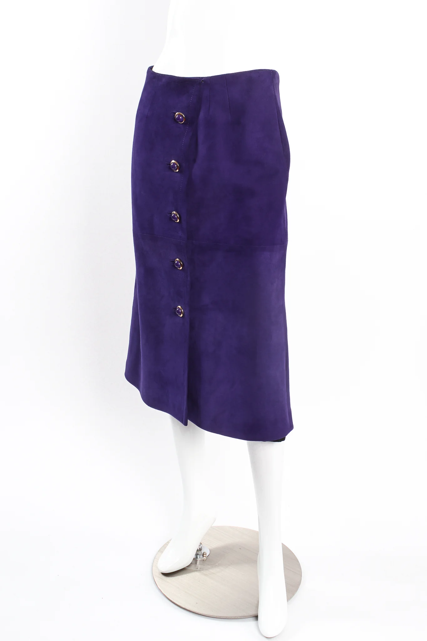 Royal Suede Button Skirt