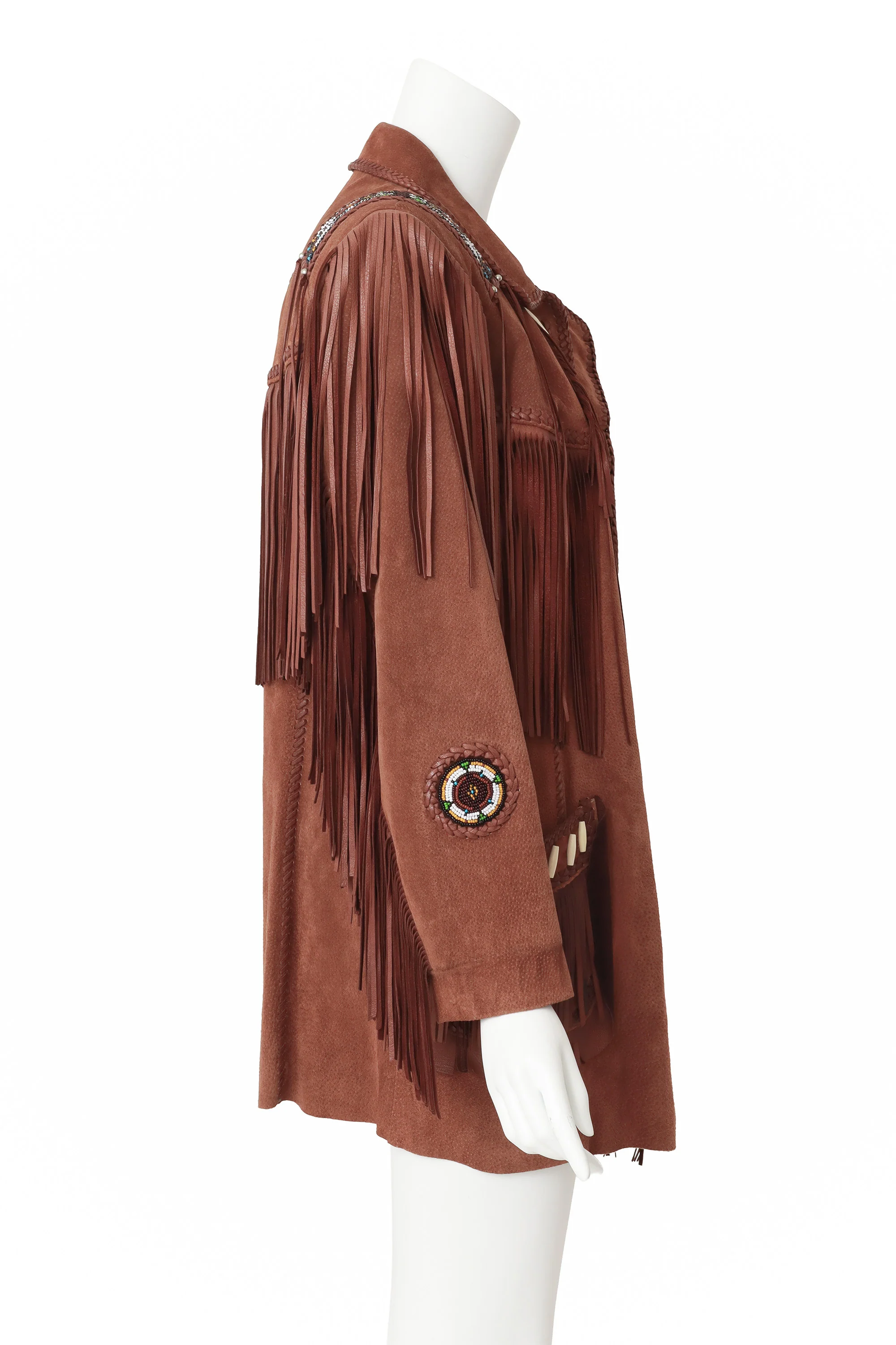 Suede Fringe Beaded Jacket - Image 3