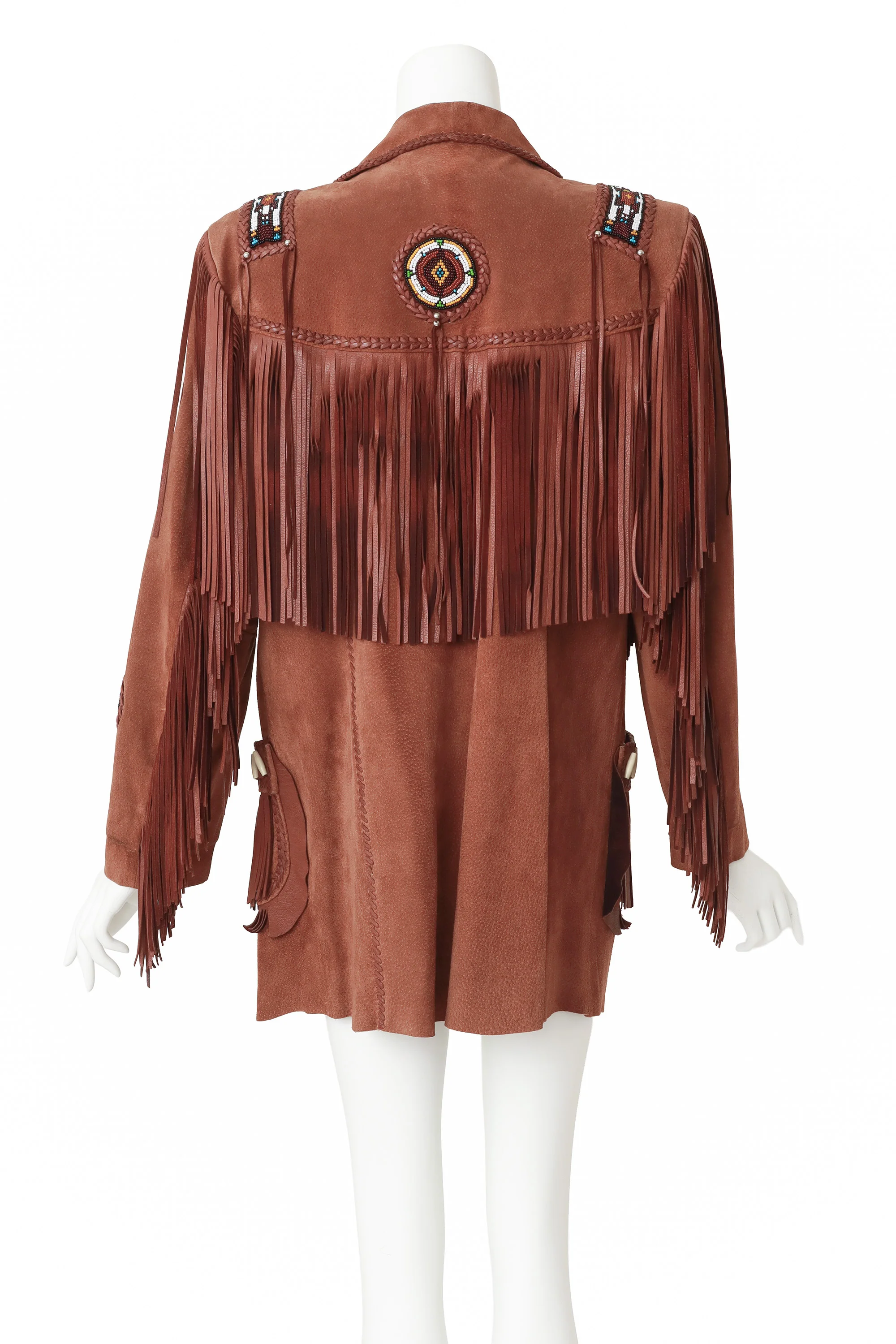 Suede Fringe Beaded Jacket - Image 4