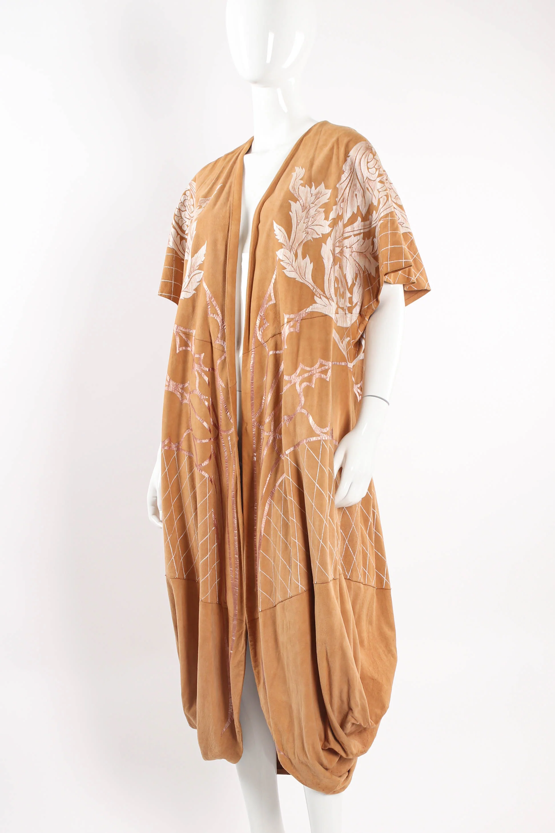 Suede Leaf Print Duster - Image 2