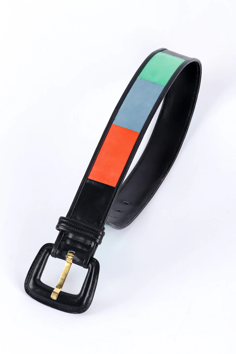 Suede Leather Color Block Belt - Image 4
