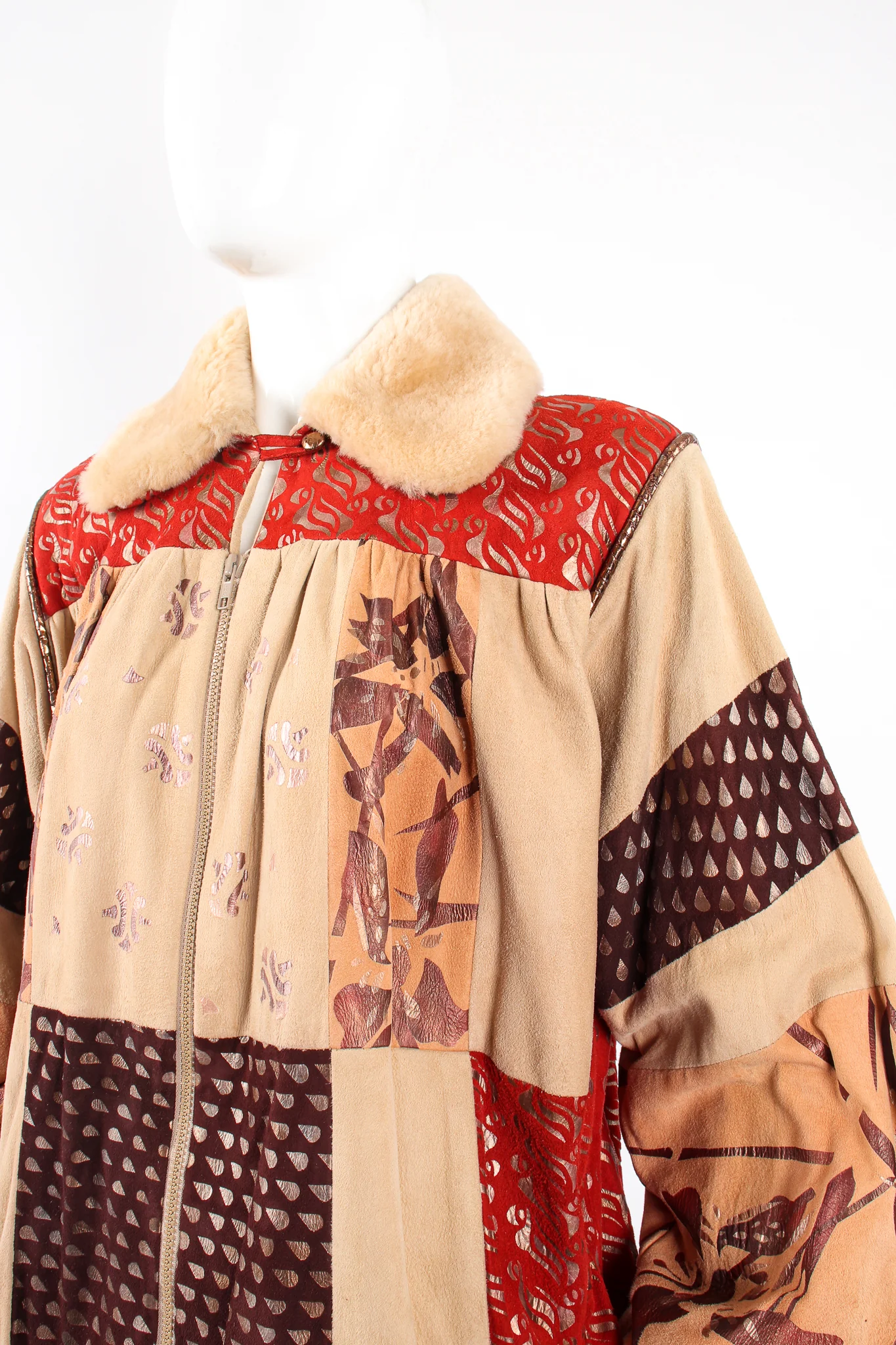 Suede Patchwork Bomber Jacket - Image 2