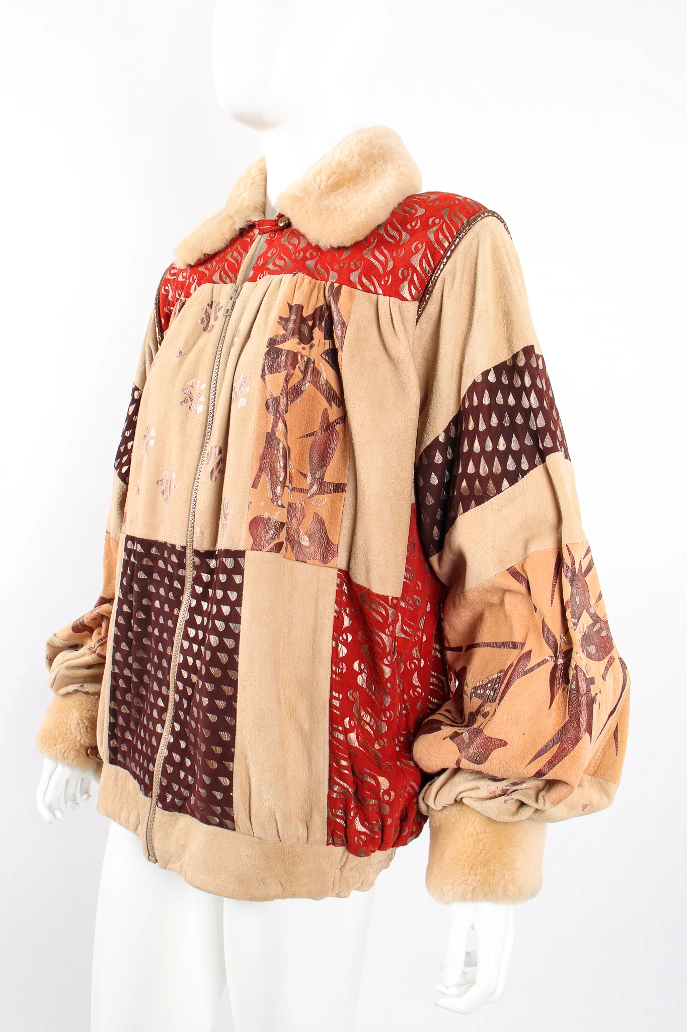 Suede Patchwork Bomber Jacket - Image 3