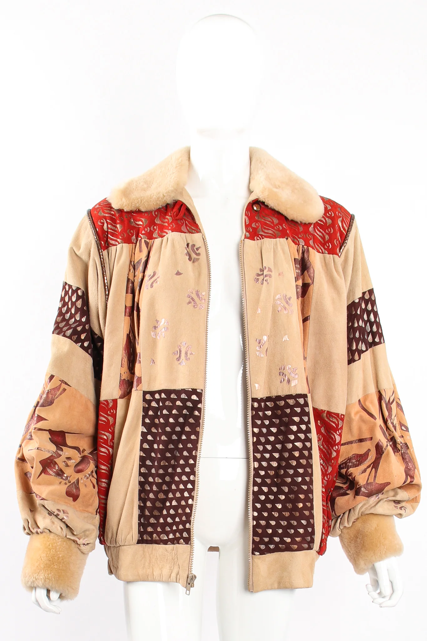 Suede Patchwork Bomber Jacket - Image 4