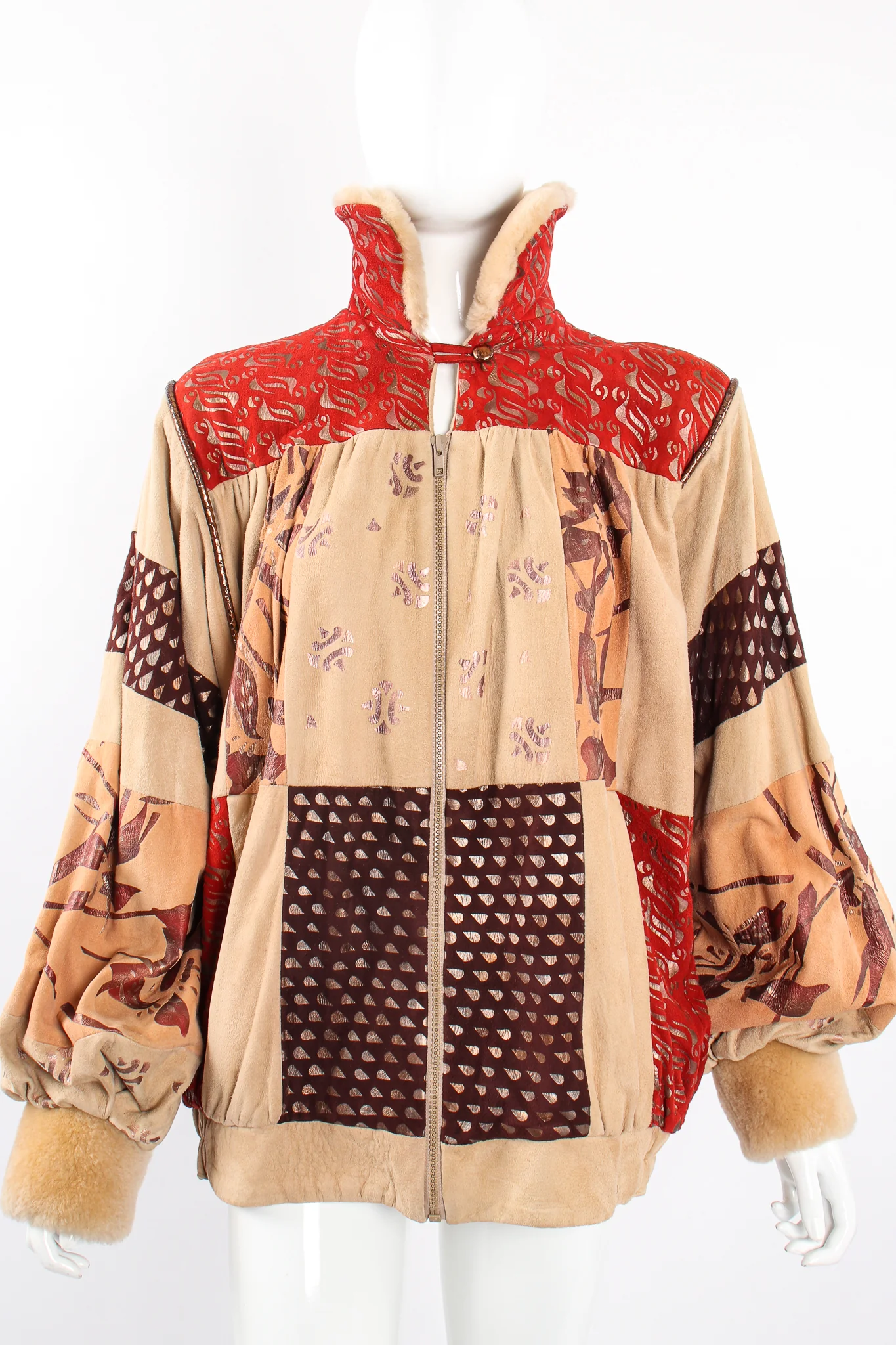 Suede Patchwork Bomber Jacket - Image 5