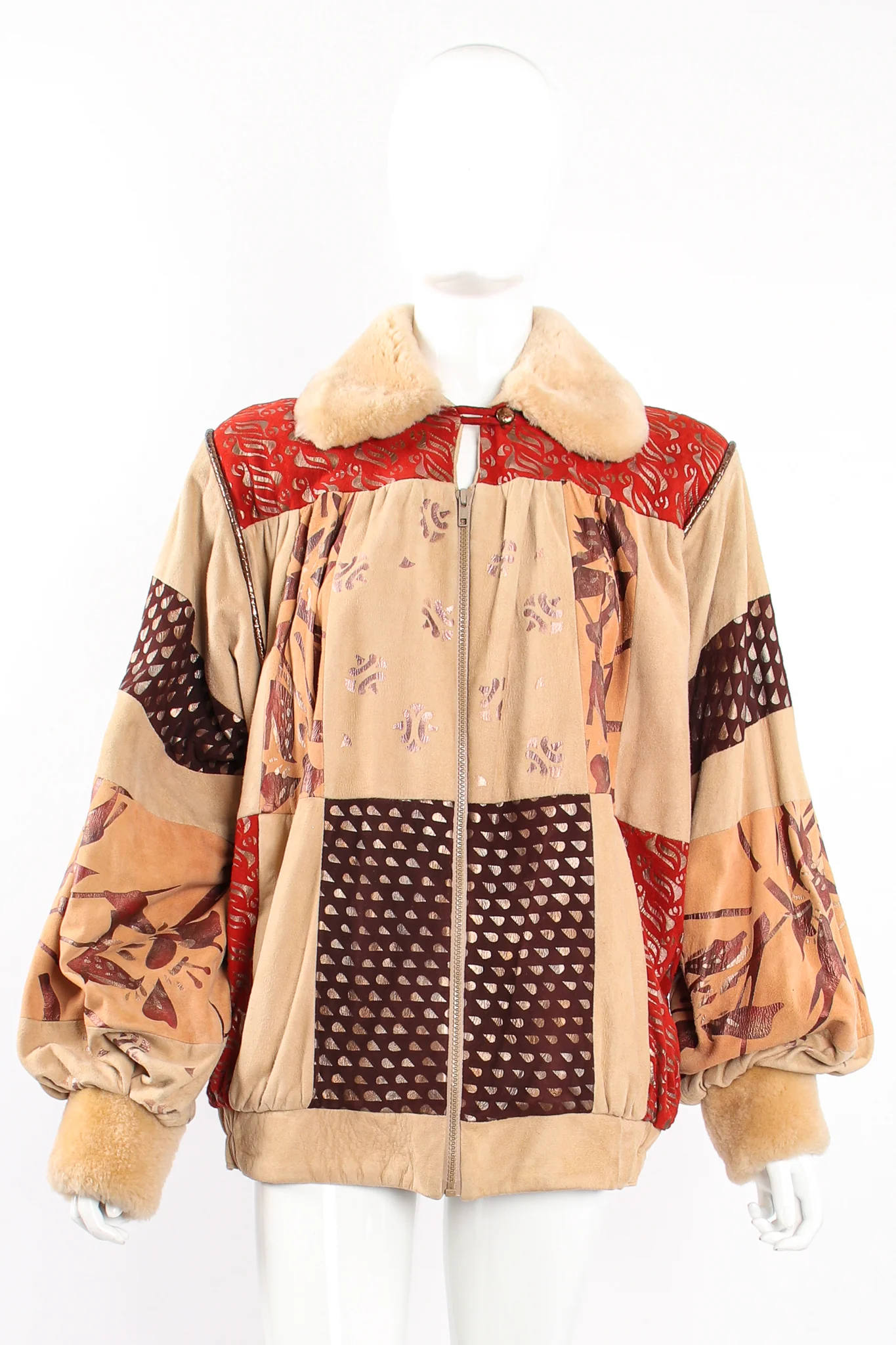 Suede Patchwork Bomber Jacket - Image 6