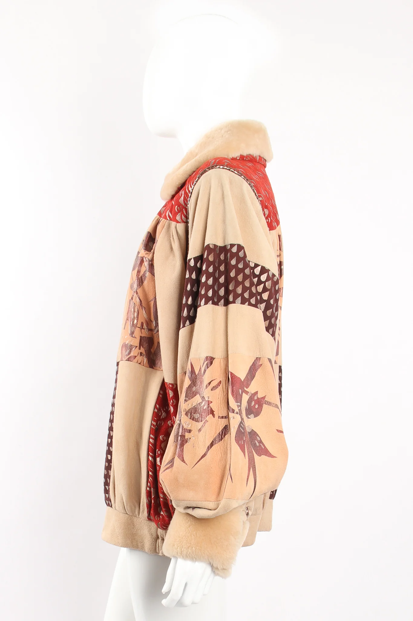 Suede Patchwork Bomber Jacket - Image 7