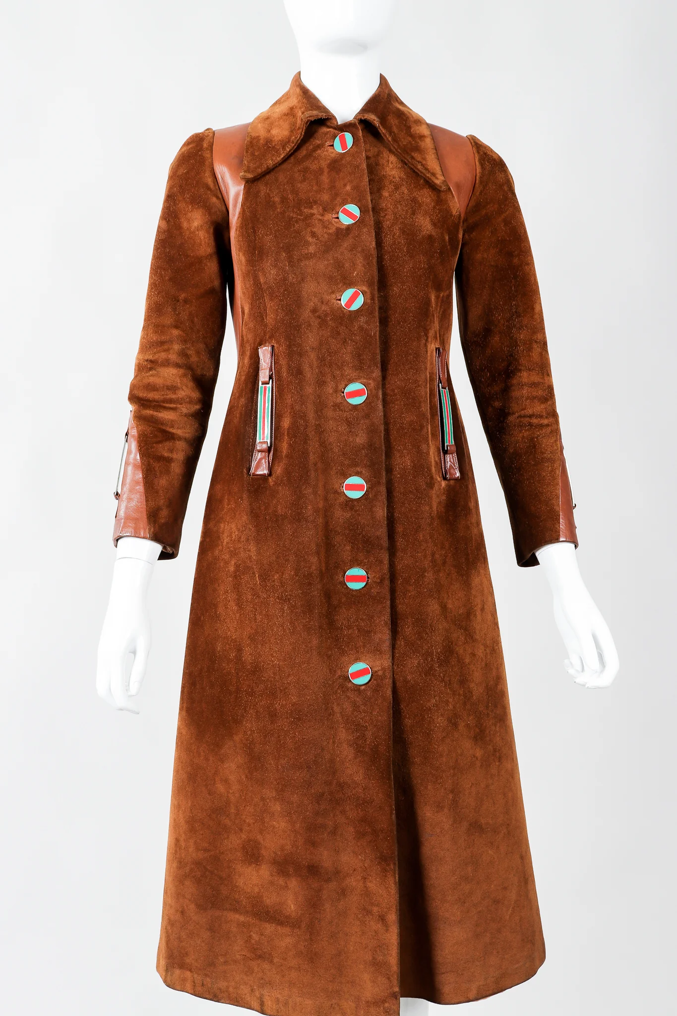 Enamel Stripe Suede Trench Coat - Image 4
