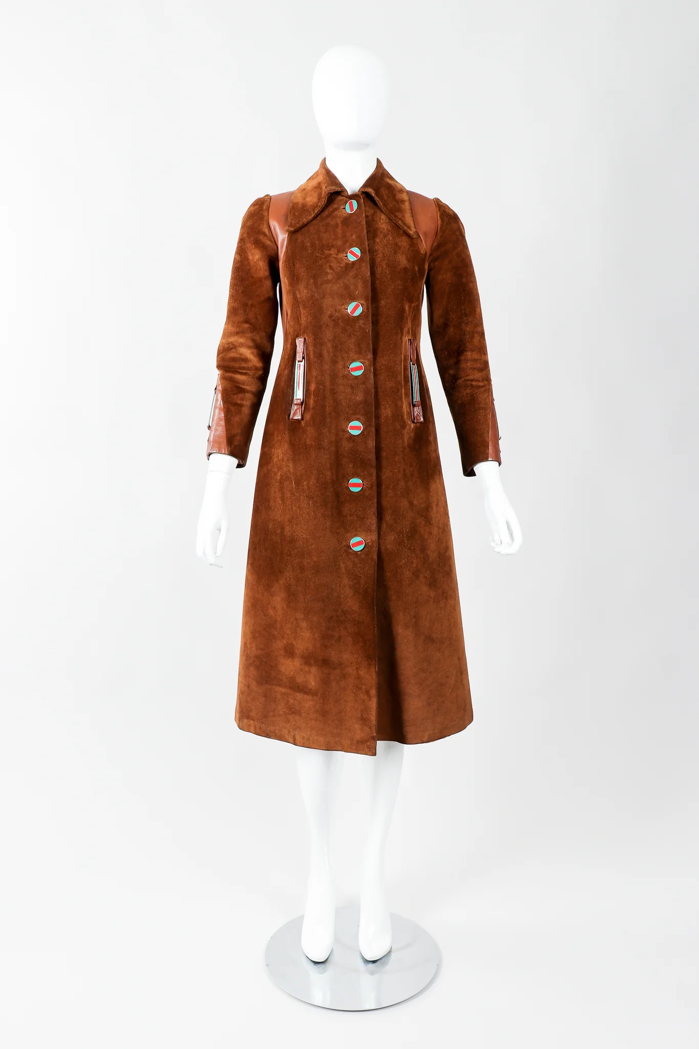 Enamel Stripe Suede Trench Coat - Image 5
