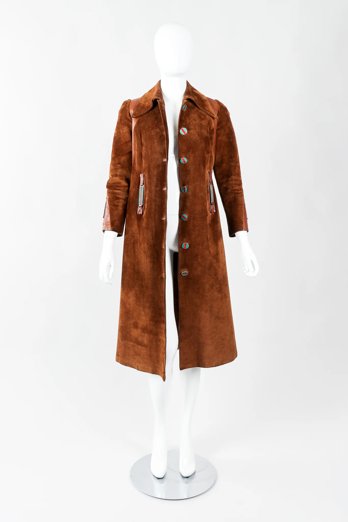 Enamel Stripe Suede Trench Coat - Image 6