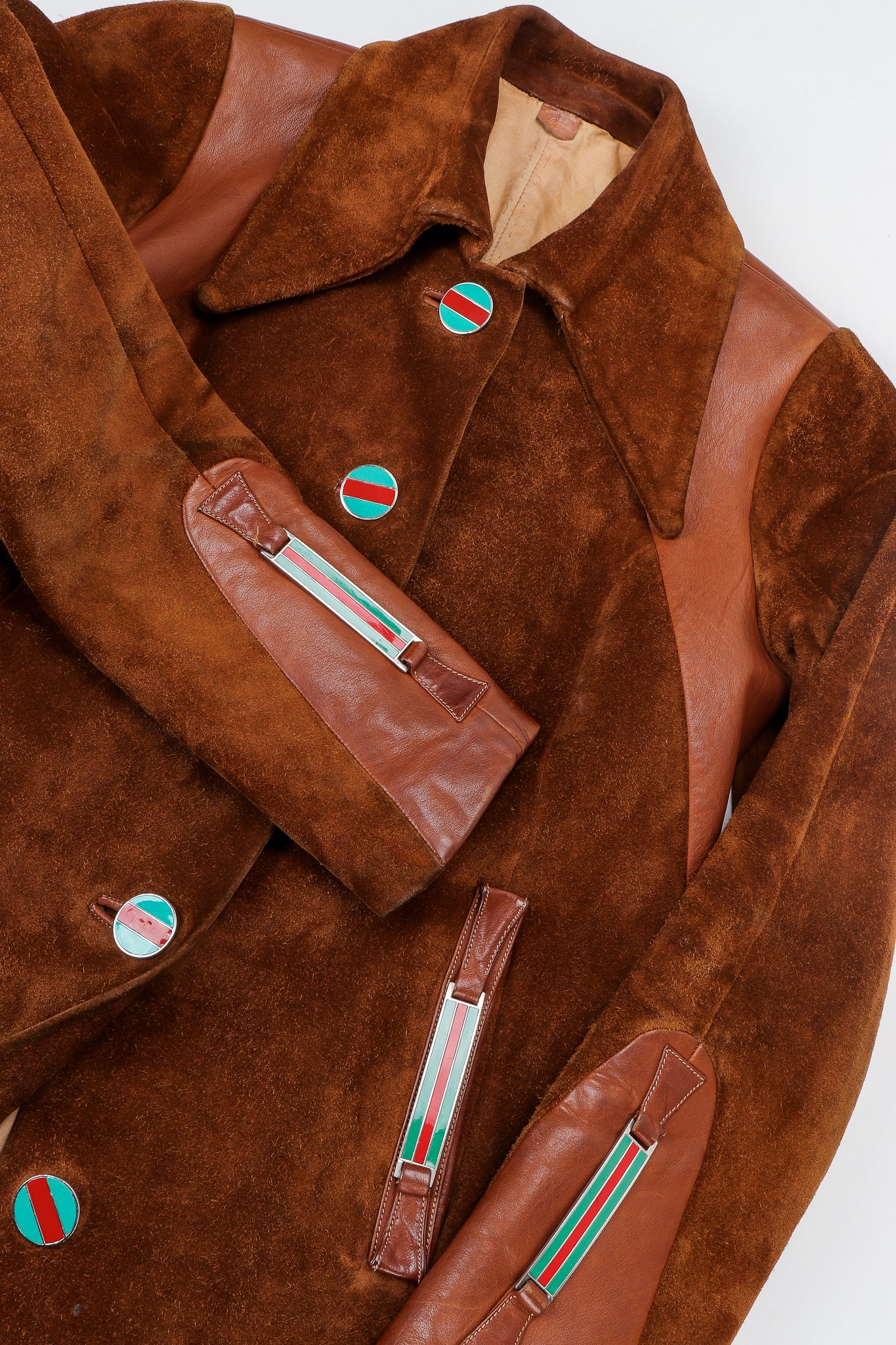 Enamel Stripe Suede Trench Coat - Image 8