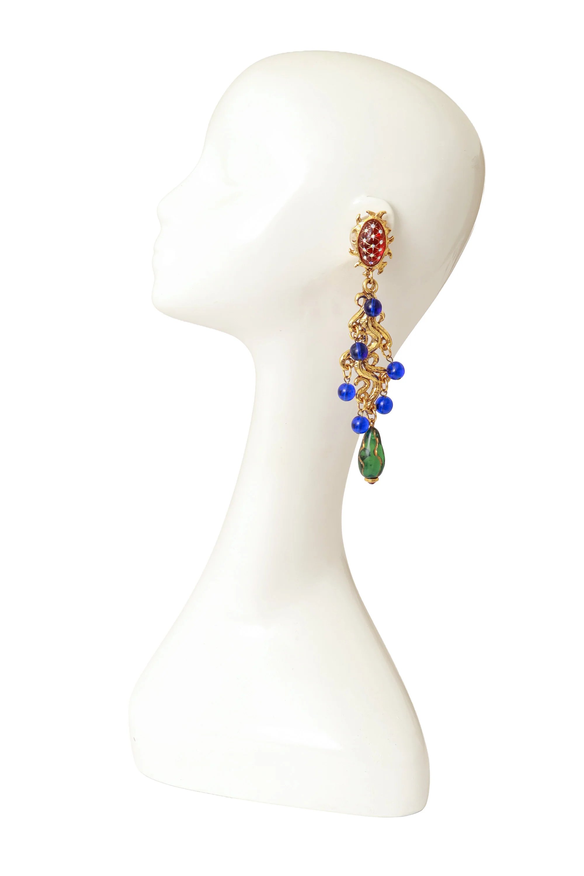 Sunburst Swirl Glass Drop Earrings - Image 2
