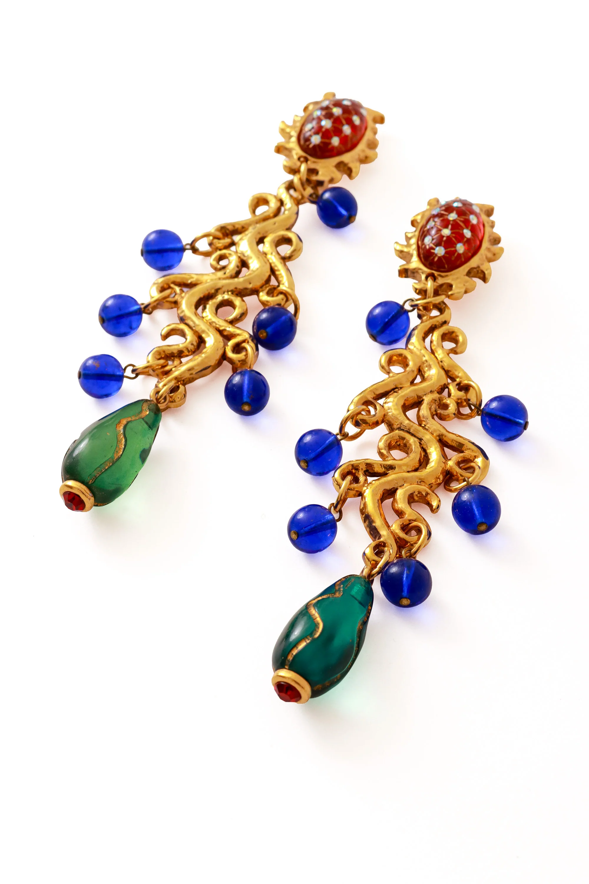 Sunburst Swirl Glass Drop Earrings - Image 3