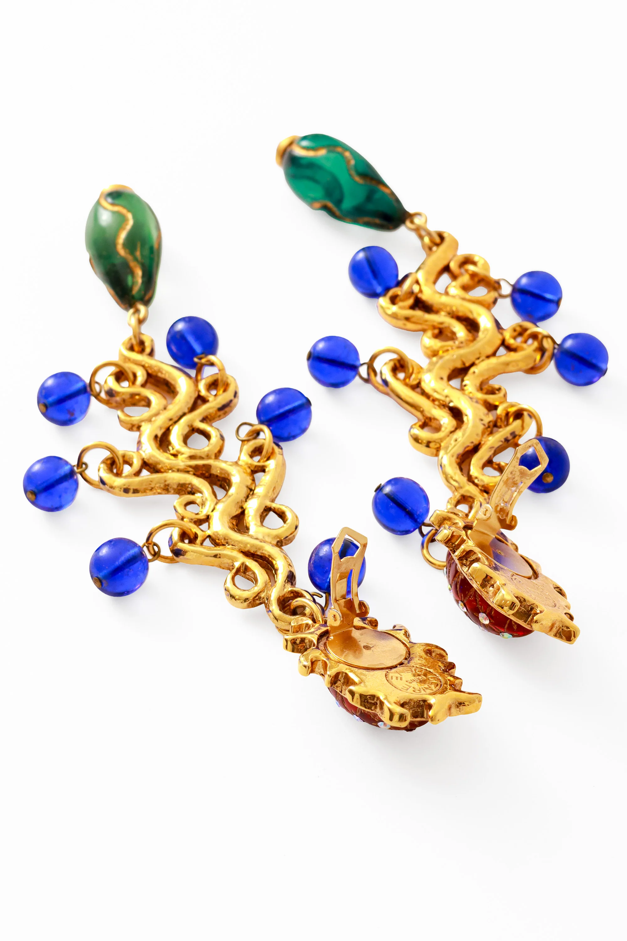 Sunburst Swirl Glass Drop Earrings - Image 4