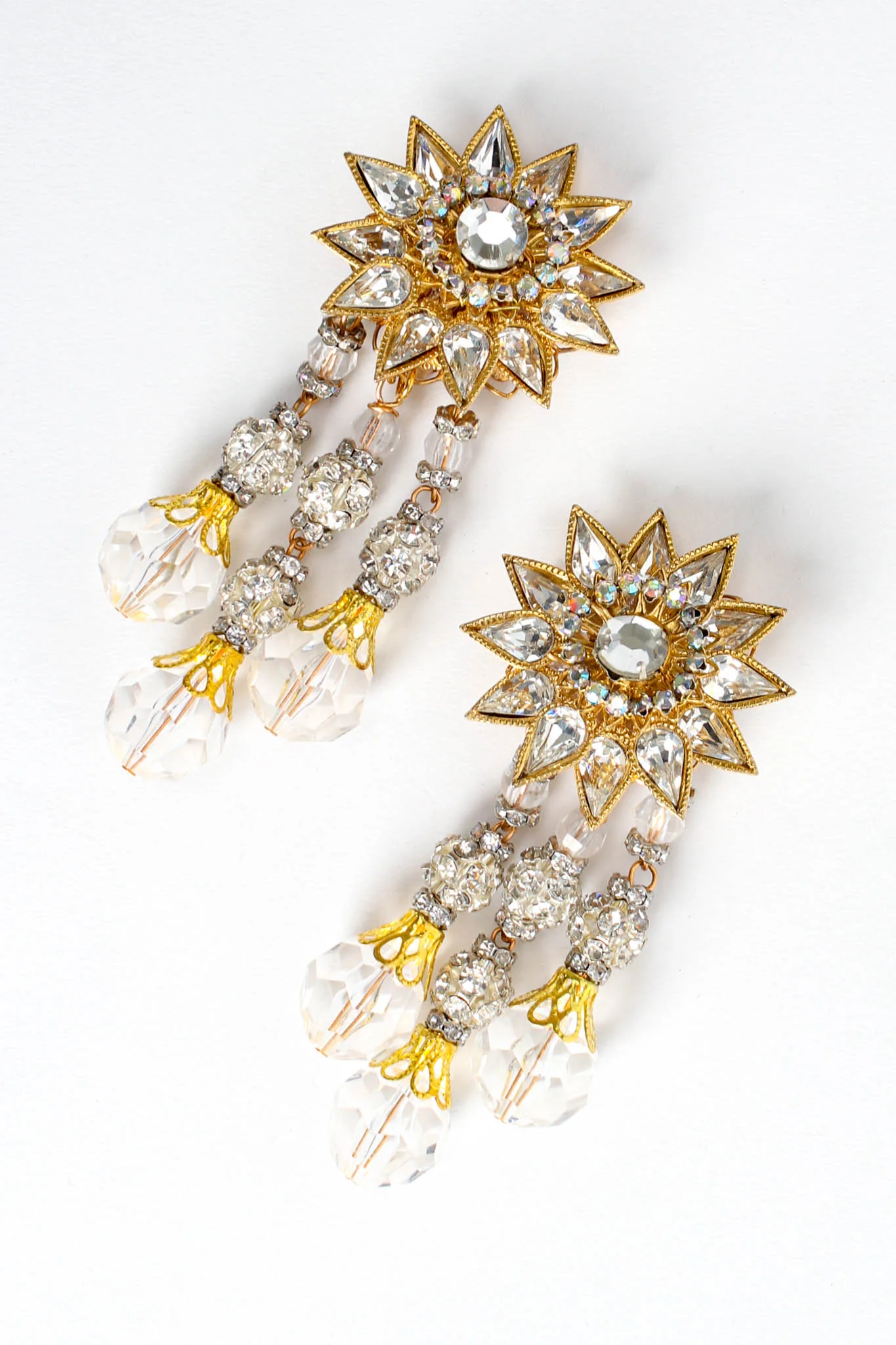 Sunflower Burst Crystal Drop Earrings